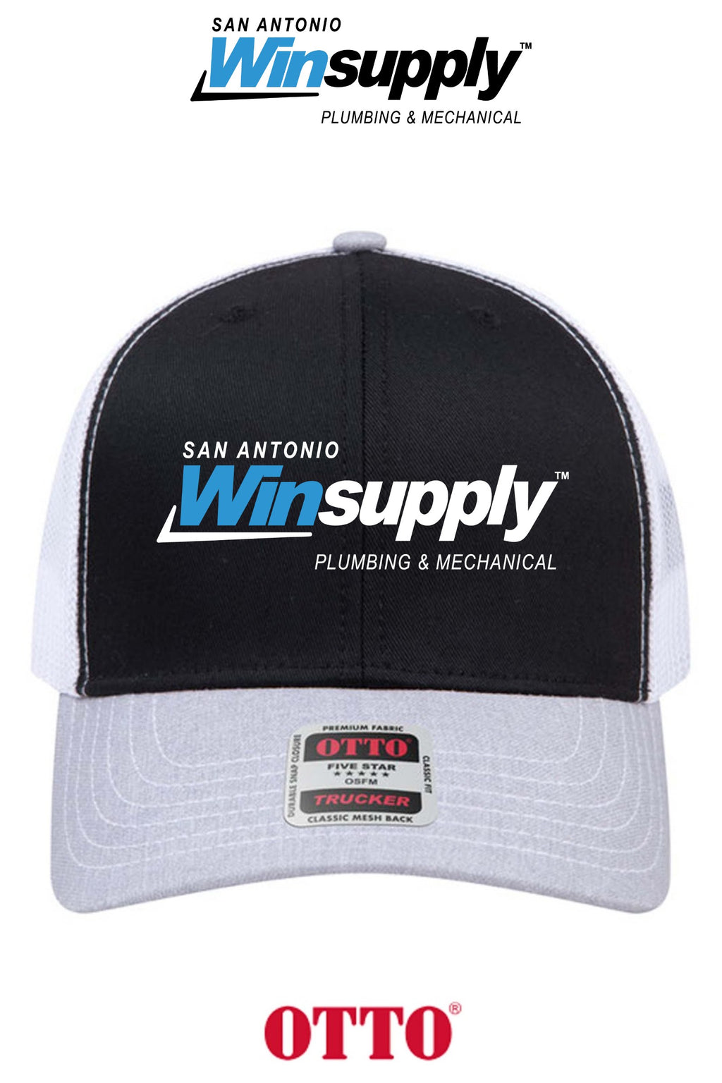 **BULK BUY SPECIAL** OTTO CAP® 6 Panel Mid Profile Mesh Back Trucker Hat - San Antonio Winsupply