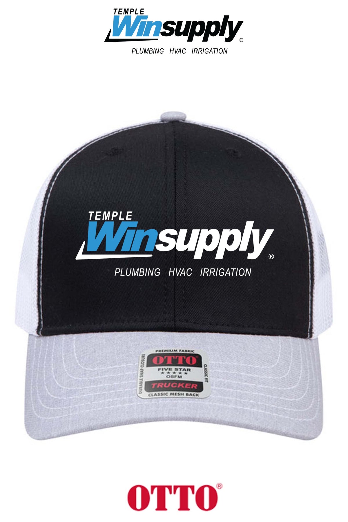 **BULK BUY SPECIAL** OTTO CAP® 6 Panel Mid Profile Mesh Back Trucker Hat - Temple Winsupply