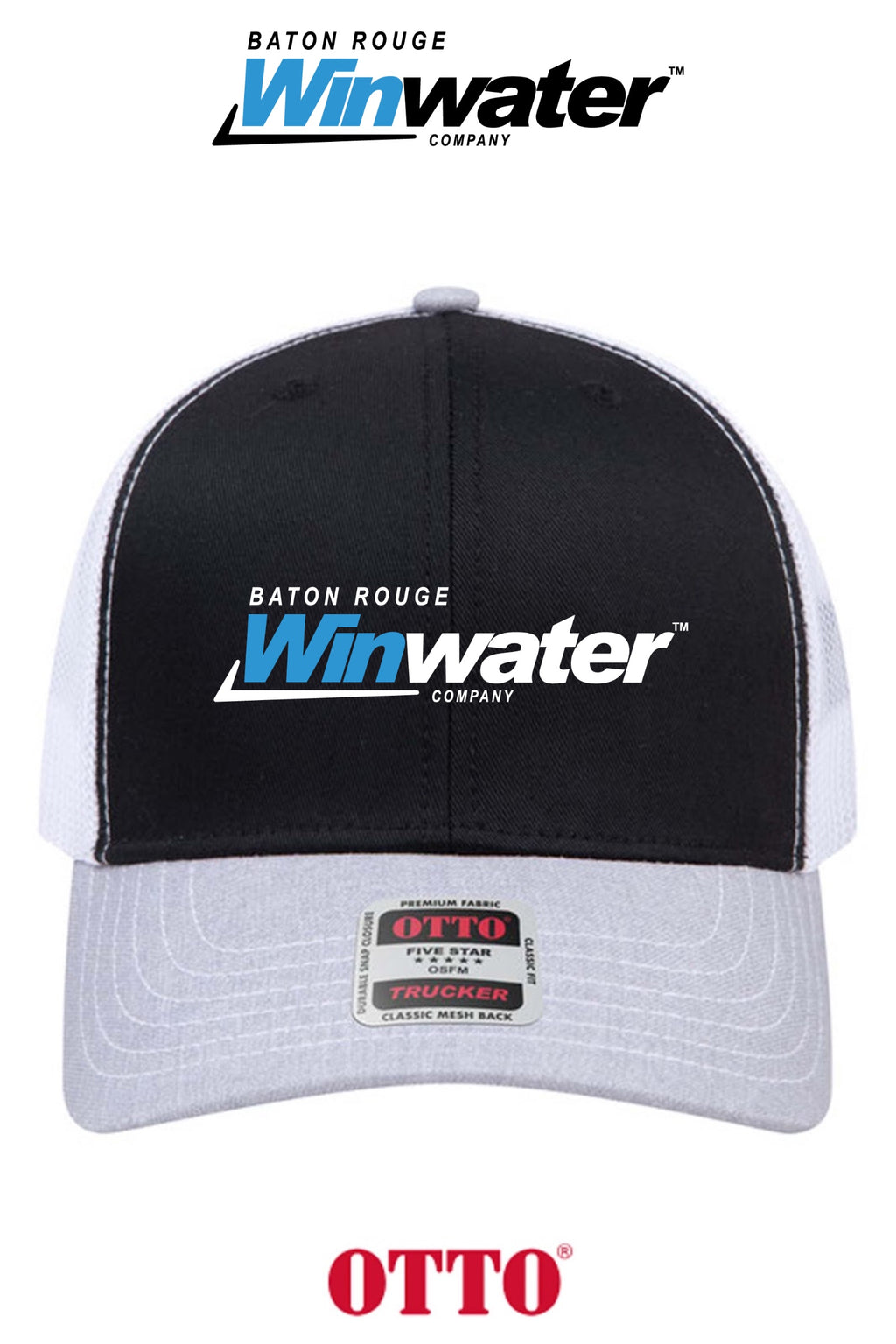 **BULK BUY SPECIAL** OTTO CAP® 6 Panel Mid Profile Mesh Back Trucker Hat - Baton Rouge Winwater