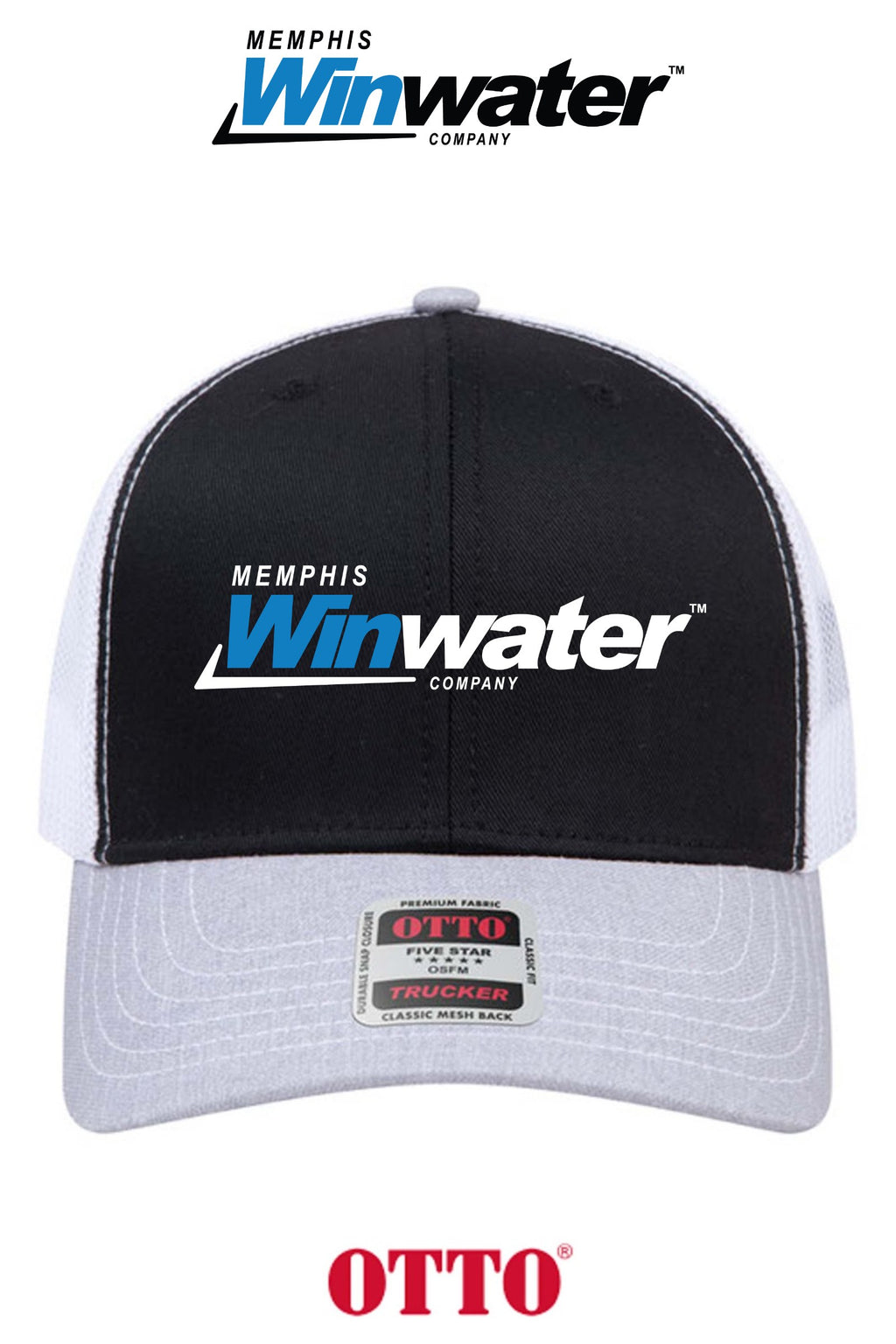 **BULK BUY SPECIAL** OTTO CAP® 6 Panel Mid Profile Mesh Back Trucker Hat - Memphis Winwater