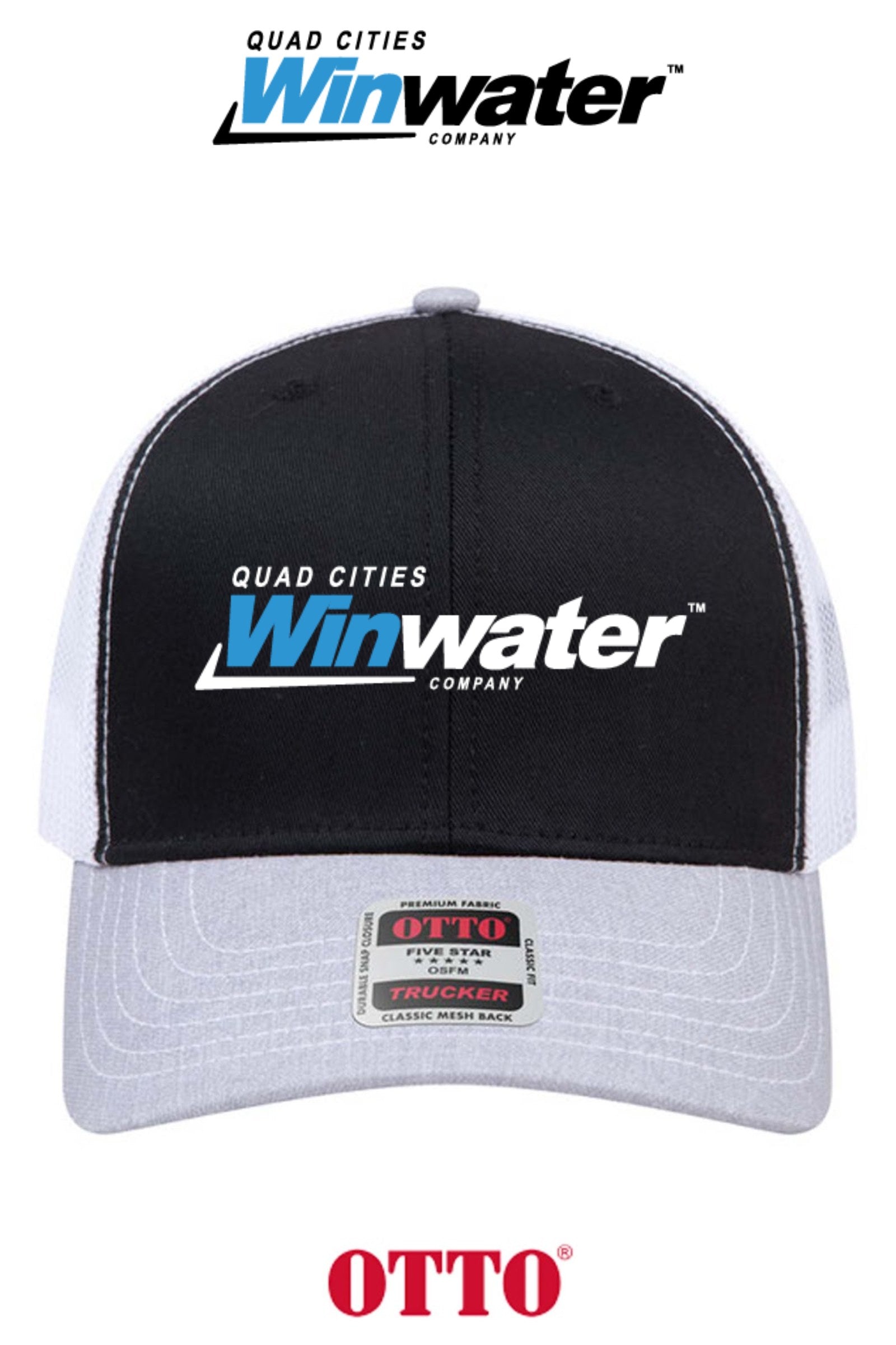 **BULK BUY SPECIAL** OTTO CAP® 6 Panel Mid Profile Mesh Back Trucker Hat - Quad Cities Winwater