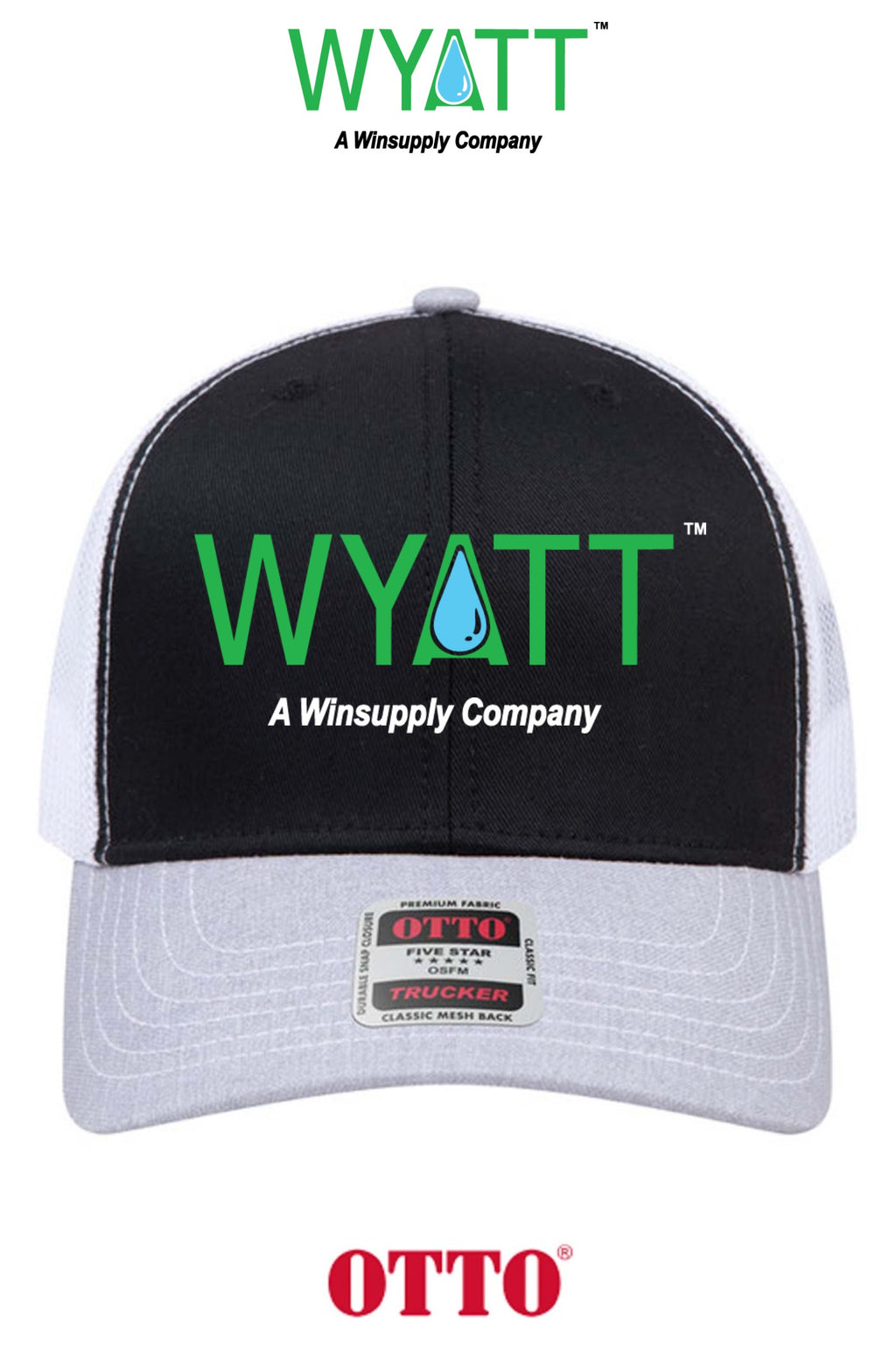 **BULK BUY SPECIAL** OTTO CAP® 6 Panel Mid Profile Mesh Back Trucker Hat - Wyatt Irrigation of Santa Rosa