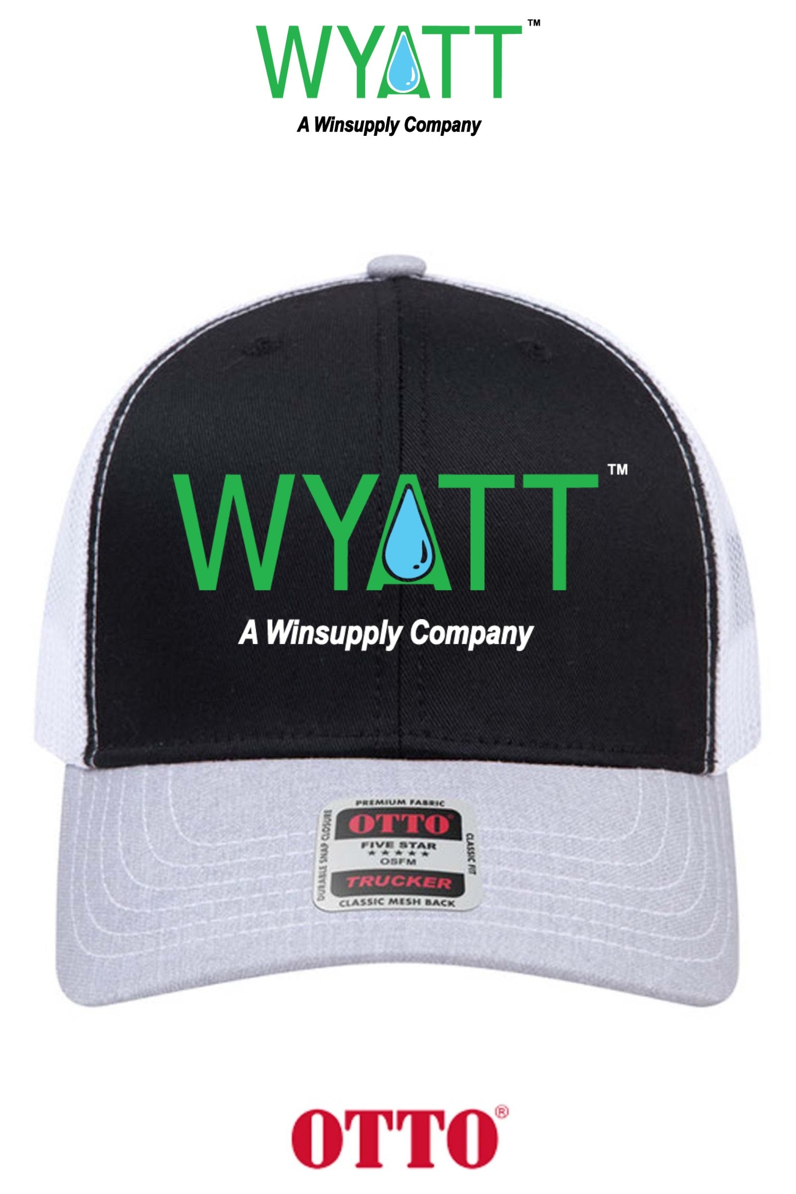 **BULK BUY SPECIAL** OTTO CAP® 6 Panel Mid Profile Mesh Back Trucker Hat - Wyatt Irrigation of Santa Rosa