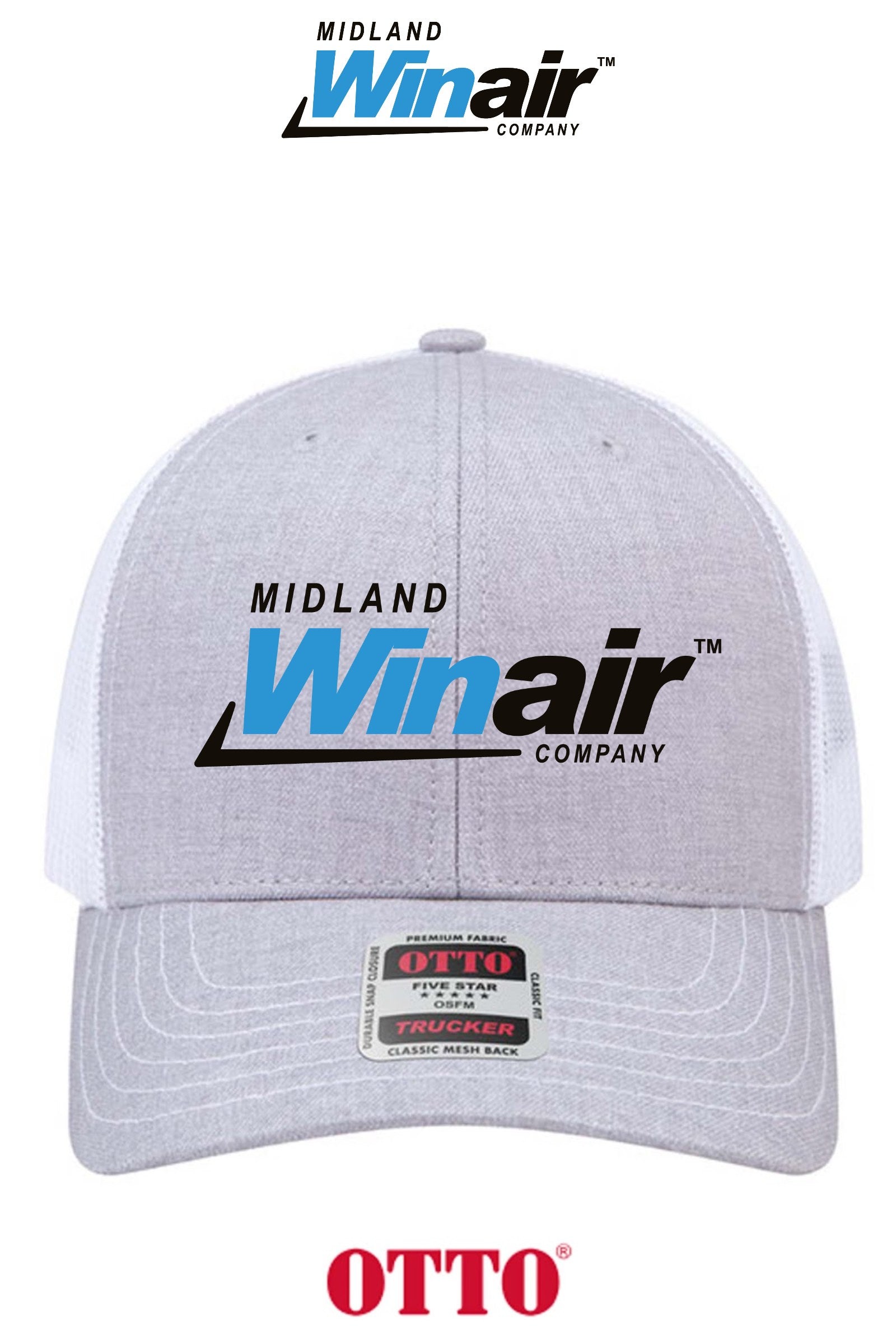 **BULK BUY SPECIAL** OTTO CAP® 6 Panel Mid Profile Mesh Back Trucker Hat - Midland Winair