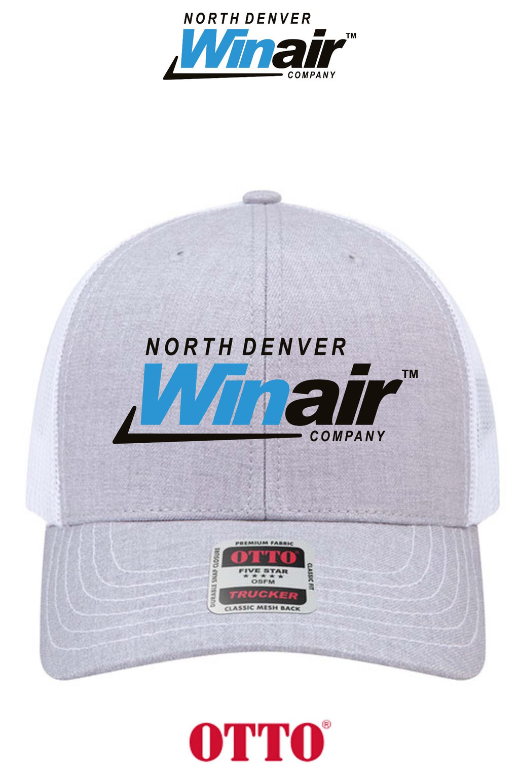 **BULK BUY SPECIAL** OTTO CAP® 6 Panel Mid Profile Mesh Back Trucker Hat - North Denver Winair