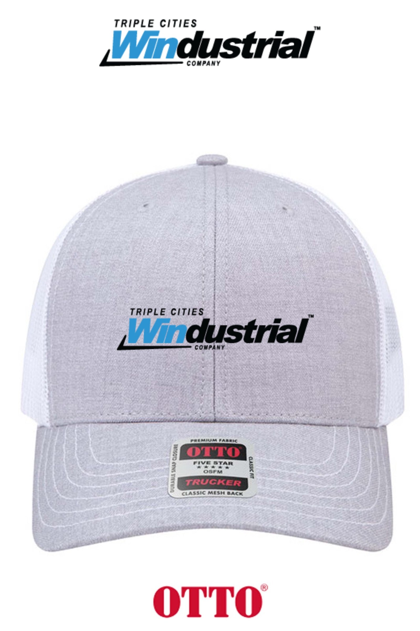 **BULK BUY SPECIAL** OTTO CAP® 6 Panel Mid Profile Mesh Back Trucker Hat - Windustrial Triple Cities
