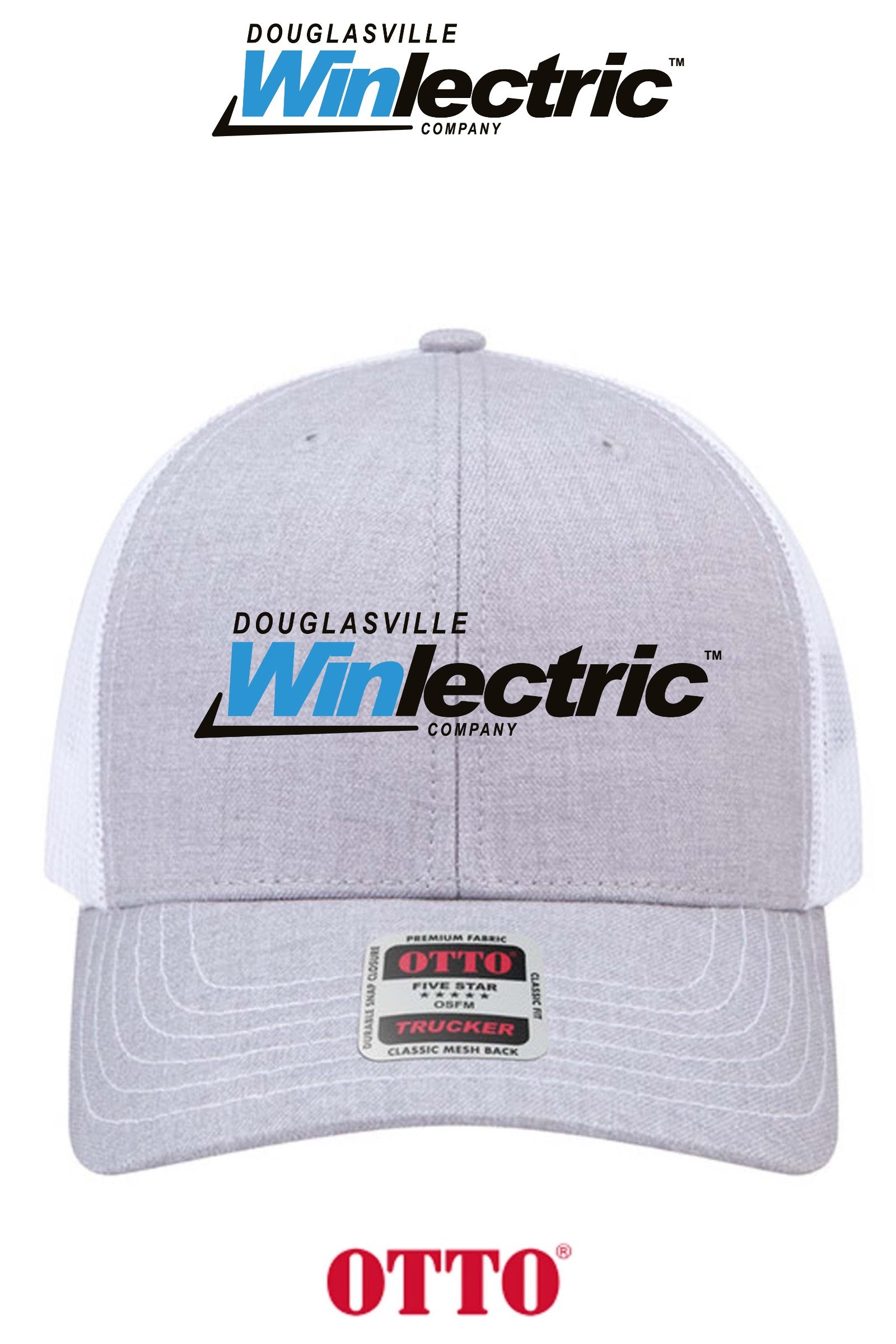 **BULK BUY SPECIAL** OTTO CAP® 6 Panel Mid Profile Mesh Back Trucker Hat - Douglasville Winlectric