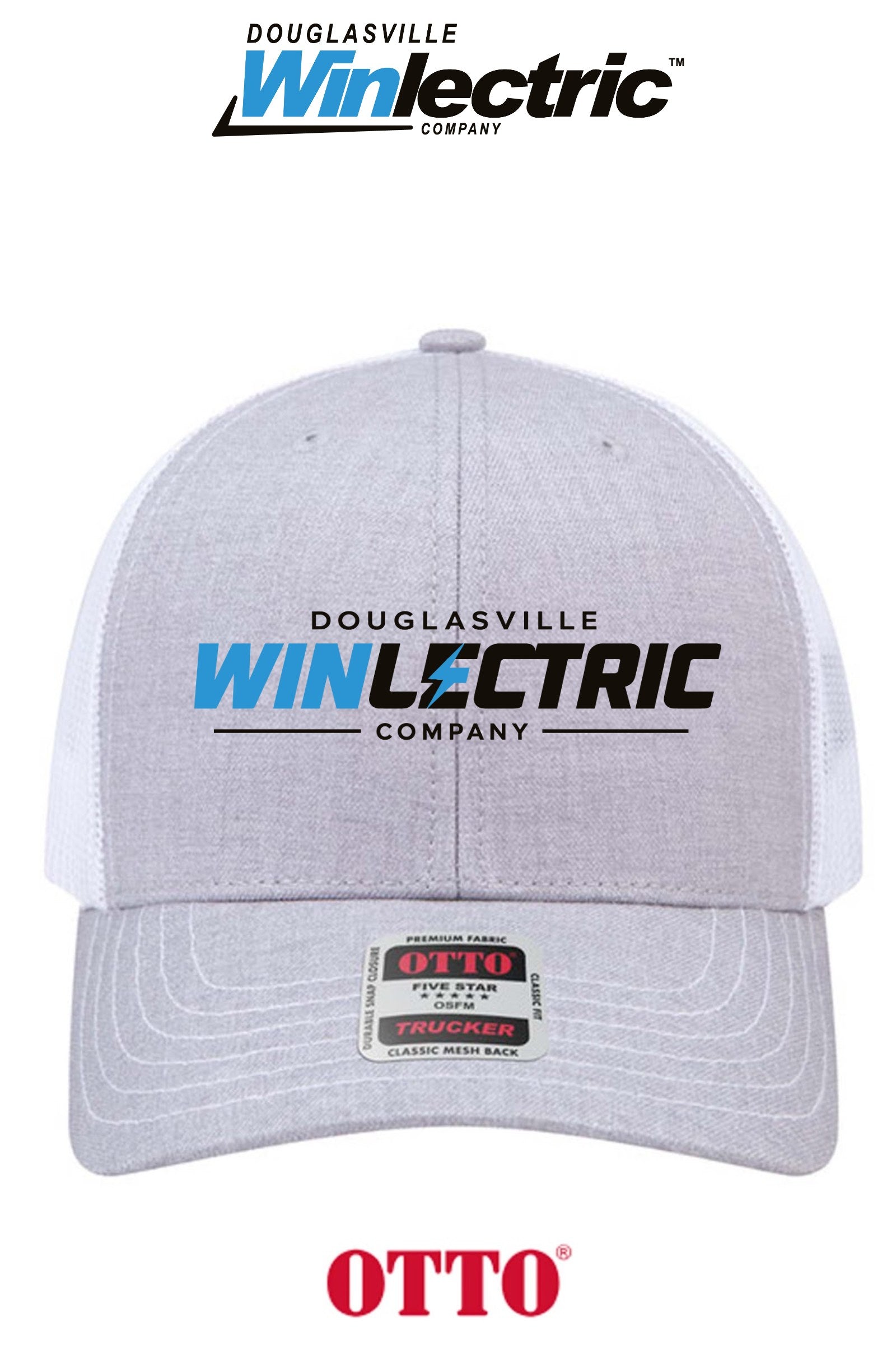 **BULK BUY SPECIAL** OTTO CAP® 6 Panel Mid Profile Mesh Back Trucker Hat - Douglasville Winlectric