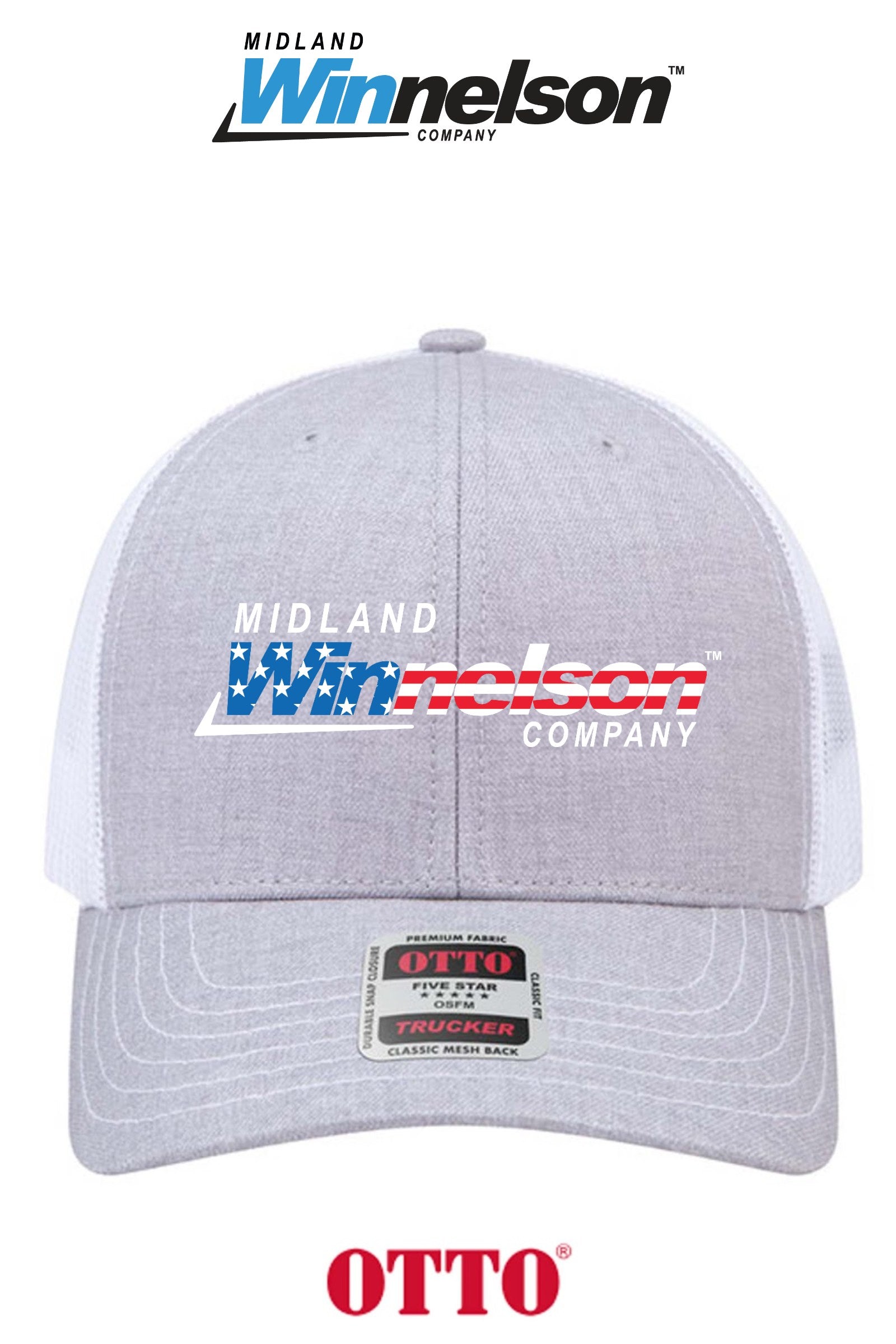 **BULK BUY SPECIAL** OTTO CAP® 6 Panel Mid Profile Mesh Back Trucker Hat - Midland Winnelson - Patriot