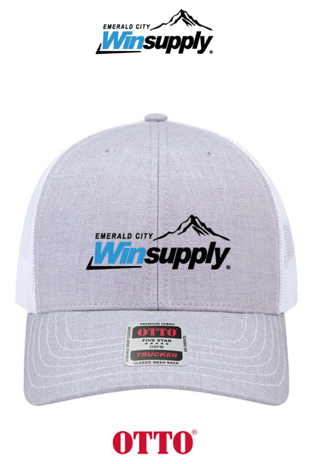 **BULK BUY SPECIAL** OTTO CAP® 6 Panel Mid Profile Mesh Back Trucker Hat - Winsupply Emerald City