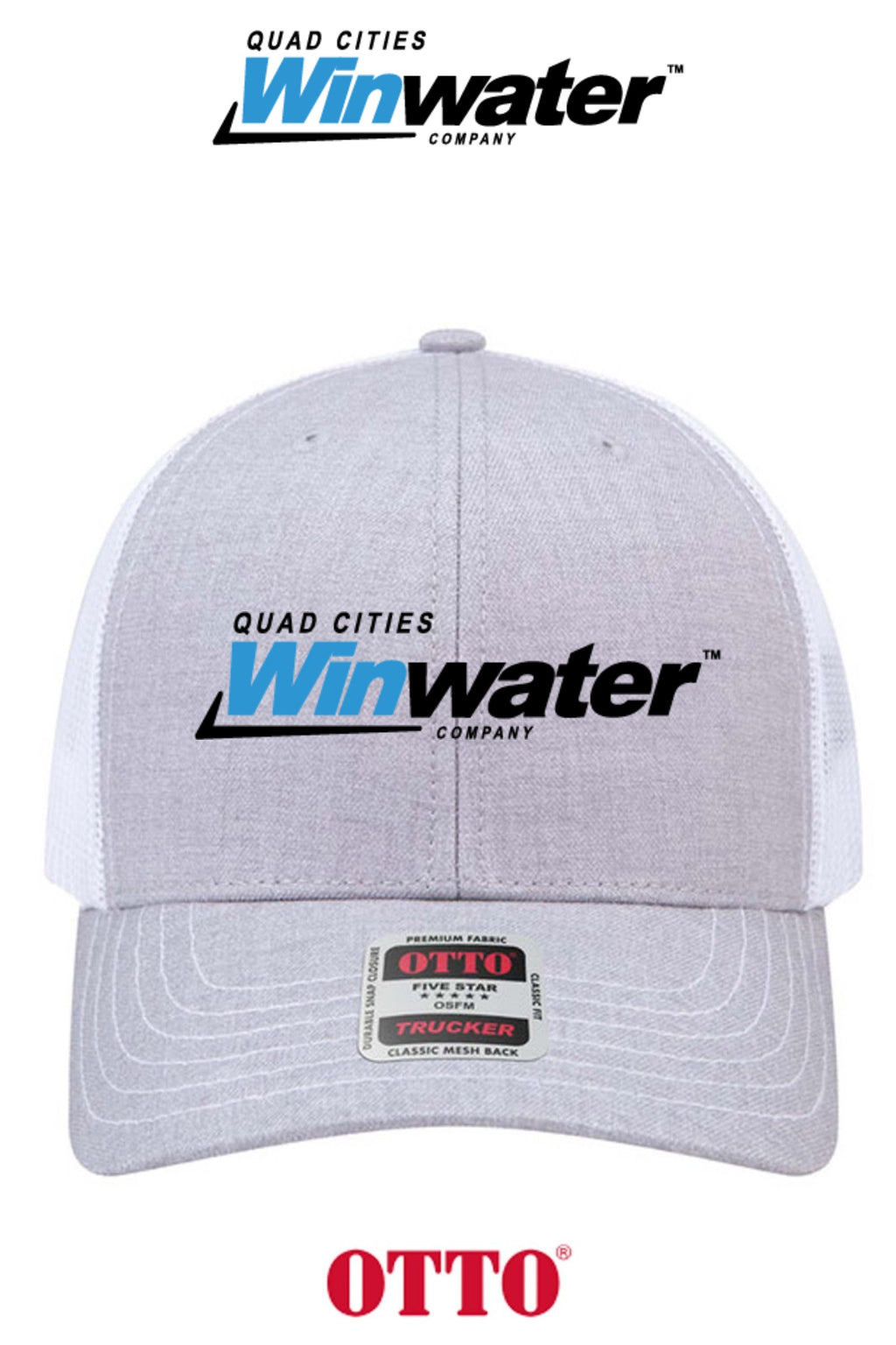 **BULK BUY SPECIAL** OTTO CAP® 6 Panel Mid Profile Mesh Back Trucker Hat - Quad Cities Winwater