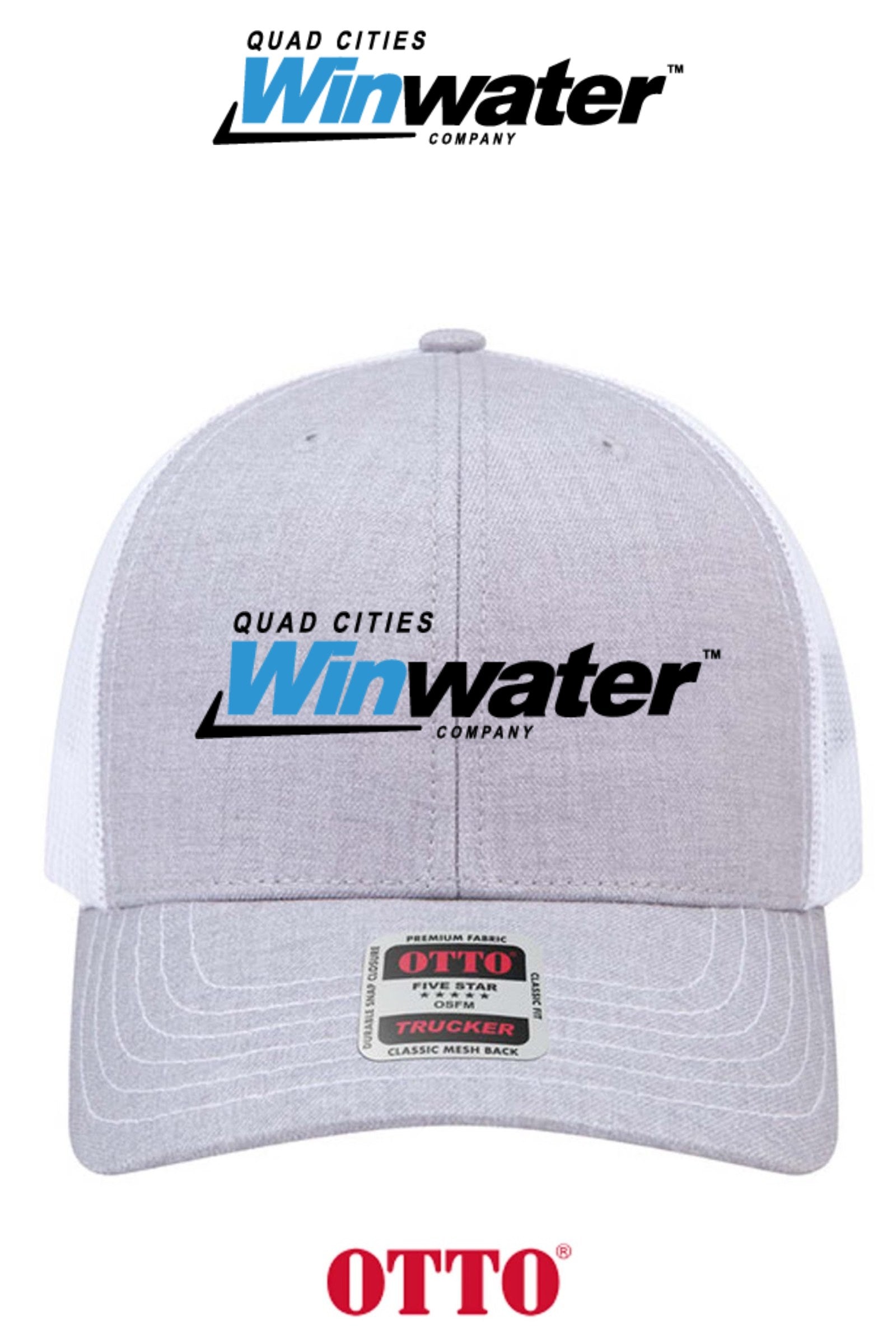 **BULK BUY SPECIAL** OTTO CAP® 6 Panel Mid Profile Mesh Back Trucker Hat - Quad Cities Winwater