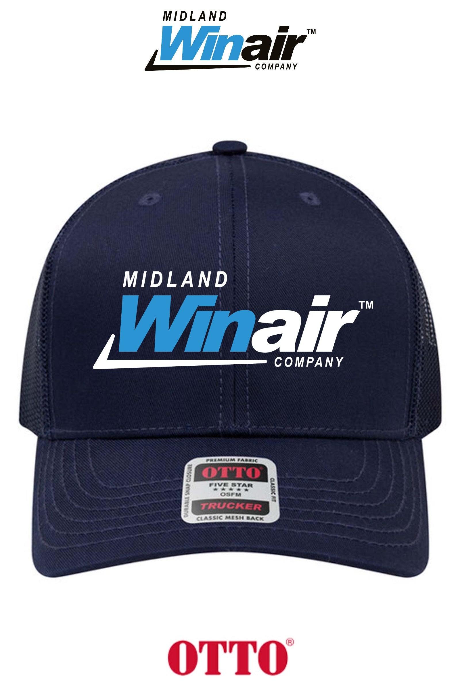 **BULK BUY SPECIAL** OTTO CAP® 6 Panel Mid Profile Mesh Back Trucker Hat - Midland Winair
