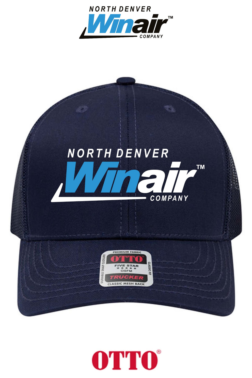 **BULK BUY SPECIAL** OTTO CAP® 6 Panel Mid Profile Mesh Back Trucker Hat - North Denver Winair
