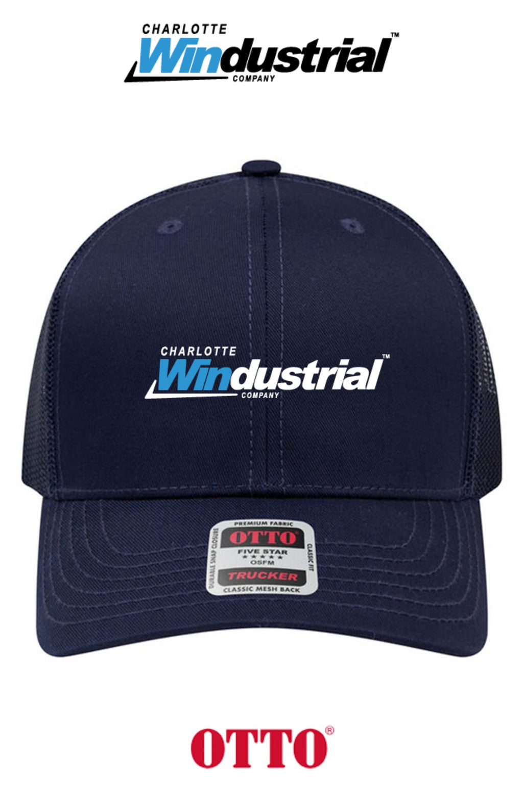 **BULK BUY SPECIAL** OTTO CAP® 6 Panel Mid Profile Mesh Back Trucker Hat - Charlotte Windustrial