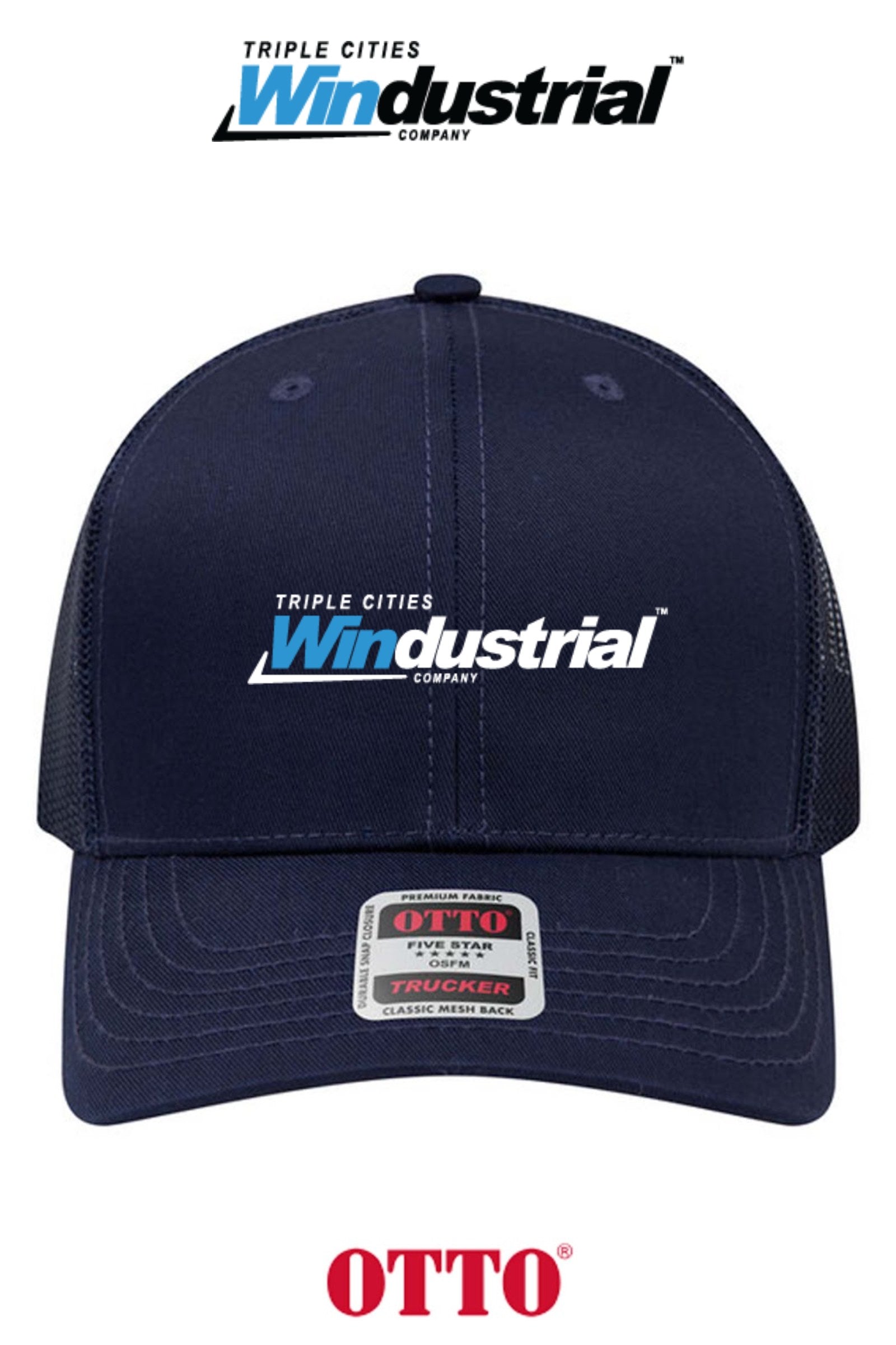 **BULK BUY SPECIAL** OTTO CAP® 6 Panel Mid Profile Mesh Back Trucker Hat - Windustrial Triple Cities