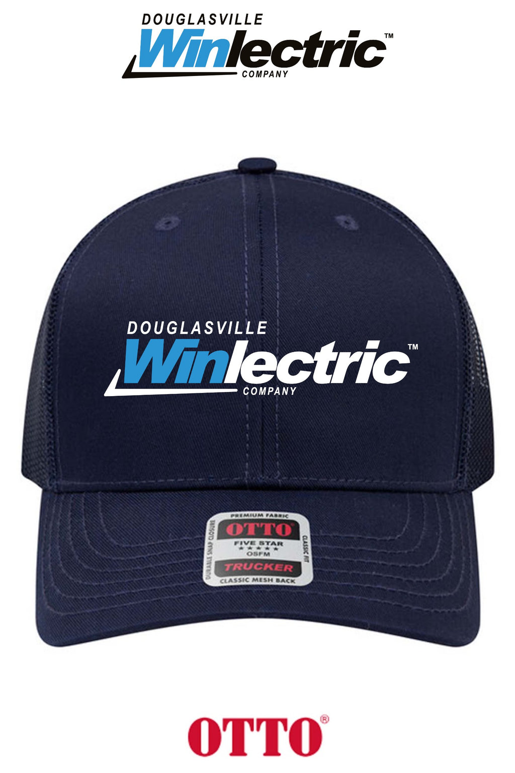 **BULK BUY SPECIAL** OTTO CAP® 6 Panel Mid Profile Mesh Back Trucker Hat - Douglasville Winlectric