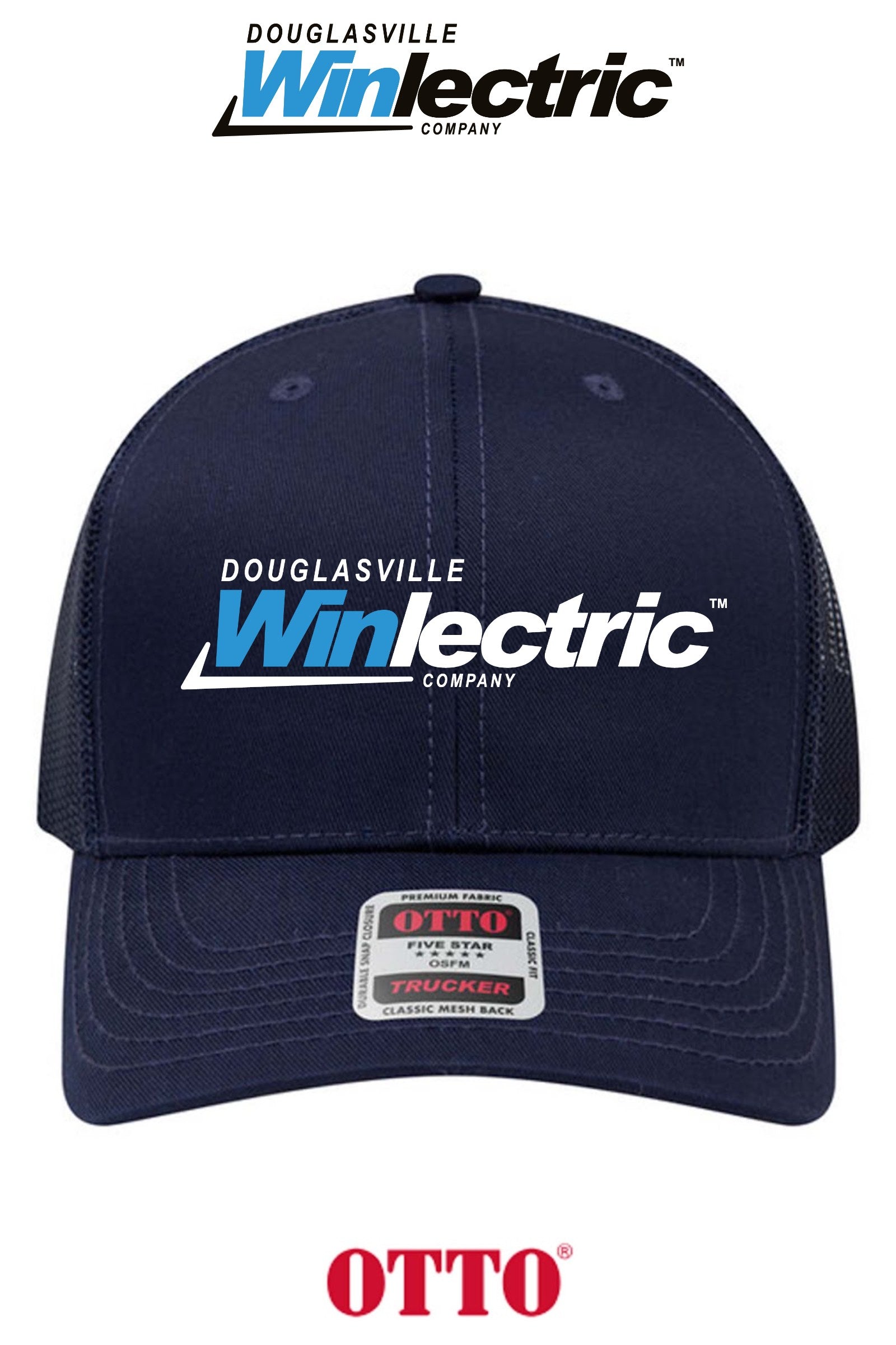 **BULK BUY SPECIAL** OTTO CAP® 6 Panel Mid Profile Mesh Back Trucker Hat - Douglasville Winlectric