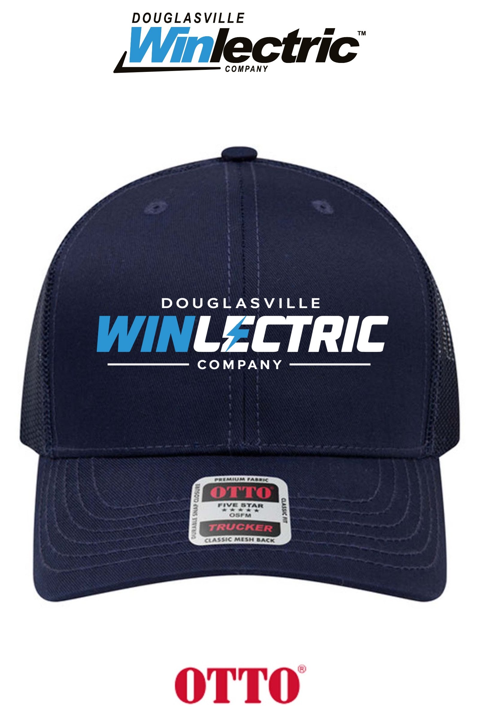 **BULK BUY SPECIAL** OTTO CAP® 6 Panel Mid Profile Mesh Back Trucker Hat - Douglasville Winlectric