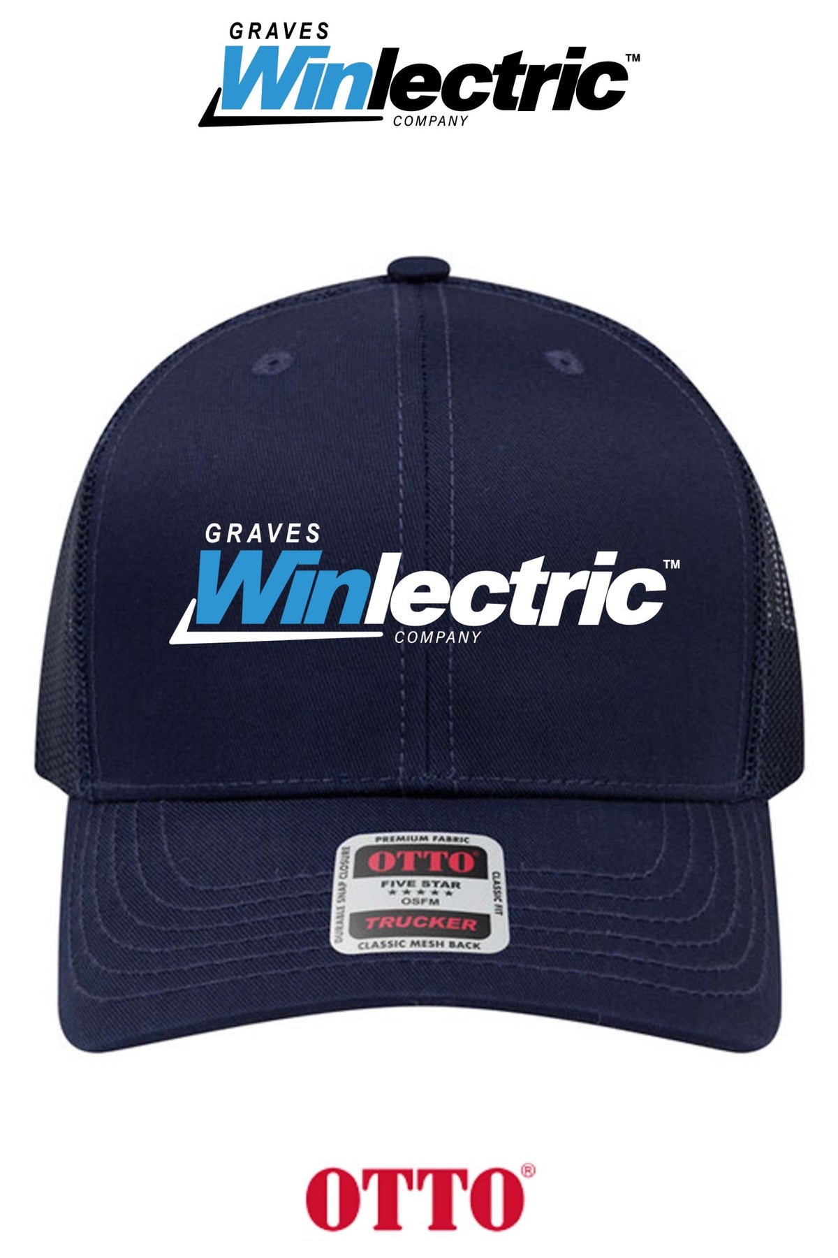 **BULK BUY SPECIAL** OTTO CAP® 6 Panel Mid Profile Mesh Back Trucker Hat - Graves Winlectric