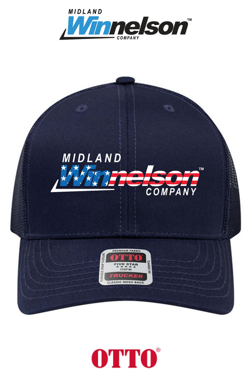 **BULK BUY SPECIAL** OTTO CAP® 6 Panel Mid Profile Mesh Back Trucker Hat - Midland Winnelson - Patriot