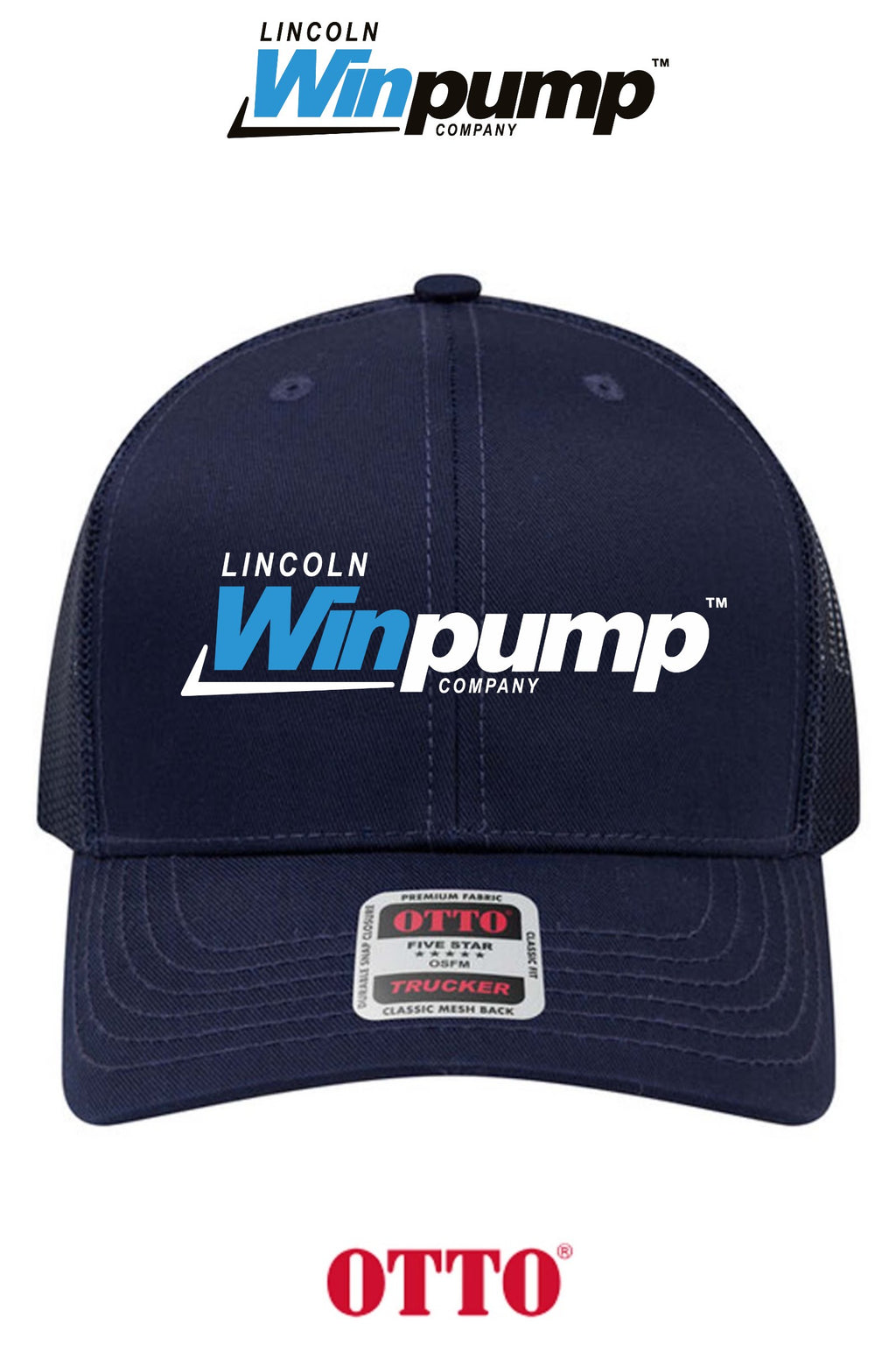 **BULK BUY SPECIAL** OTTO CAP® 6 Panel Mid Profile Mesh Back Trucker Hat - Lincoln Winpump
