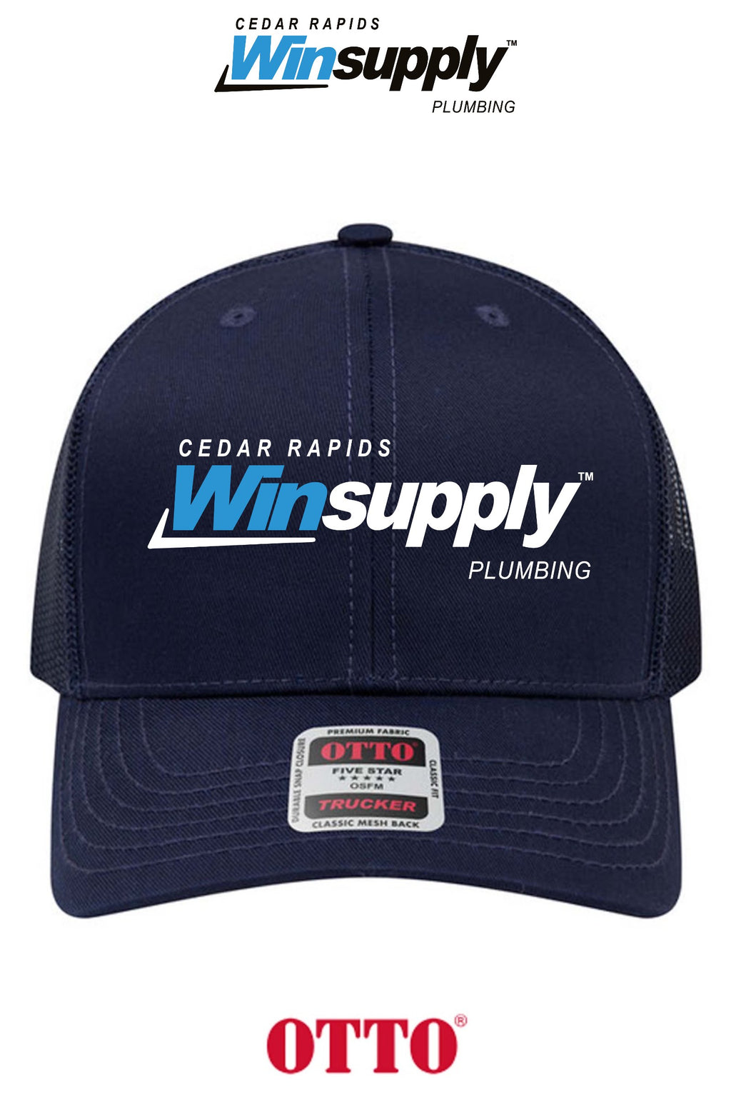 **BULK BUY SPECIAL** OTTO CAP® 6 Panel Mid Profile Mesh Back Trucker Hat - Cedar Rapids Winsupply