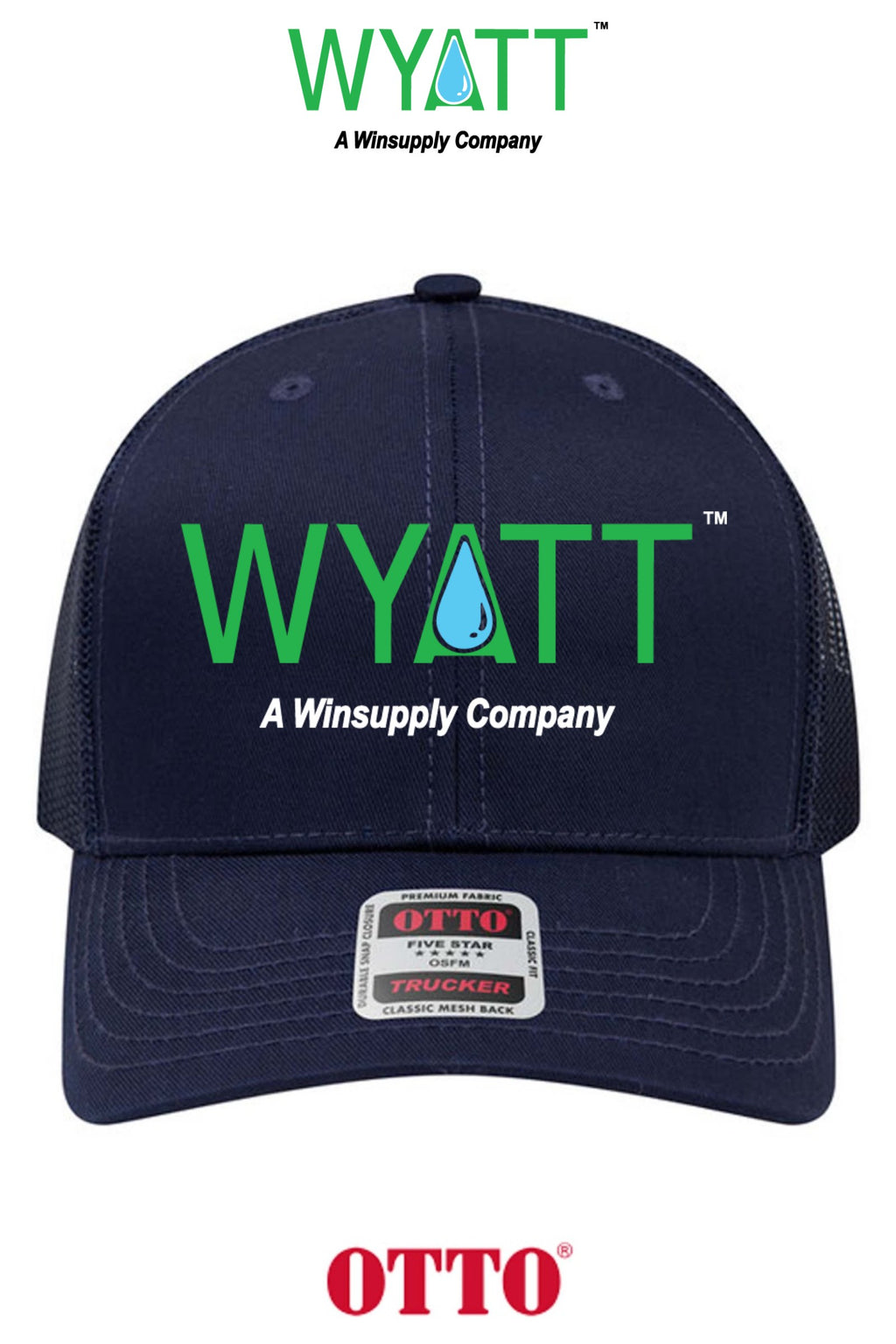 **BULK BUY SPECIAL** OTTO CAP® 6 Panel Mid Profile Mesh Back Trucker Hat - Wyatt Irrigation of Santa Rosa