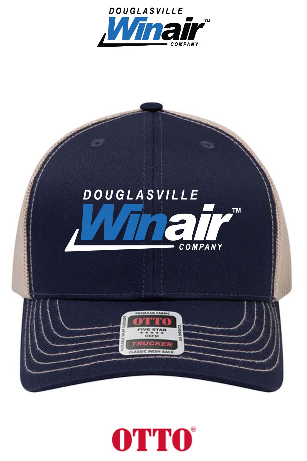 **BULK BUY SPECIAL** OTTO CAP® 6 Panel Mid Profile Mesh Back Trucker Hat - Douglasville Winair