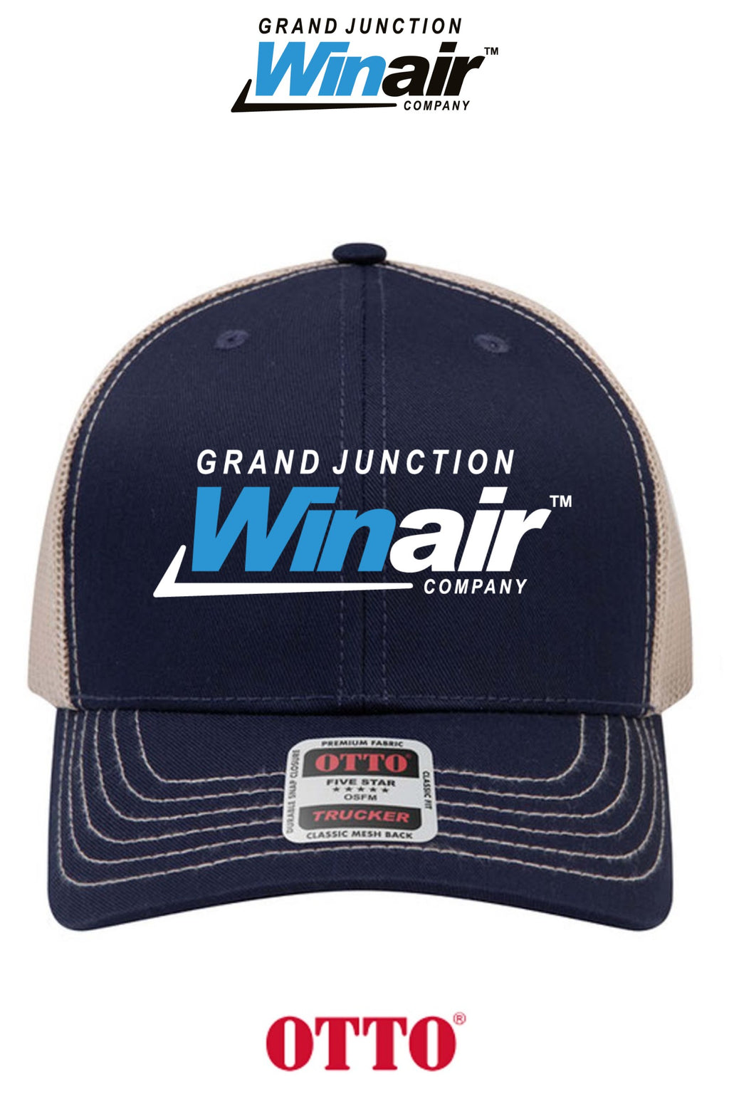 **BULK BUY SPECIAL** OTTO CAP® 6 Panel Mid Profile Mesh Back Trucker Hat - Grand Junction Winair
