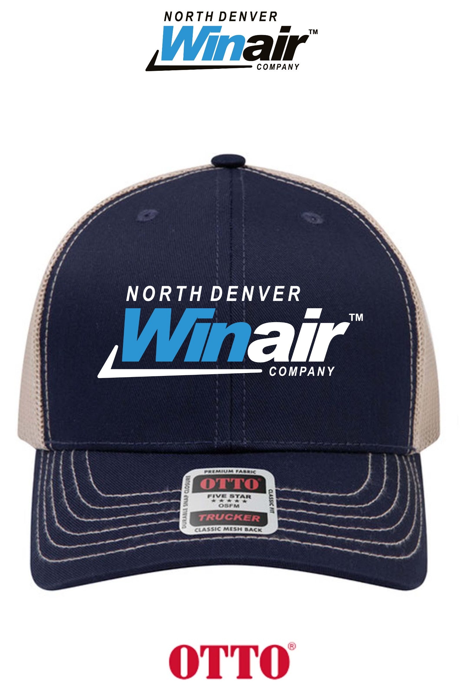 **BULK BUY SPECIAL** OTTO CAP® 6 Panel Mid Profile Mesh Back Trucker Hat - North Denver Winair