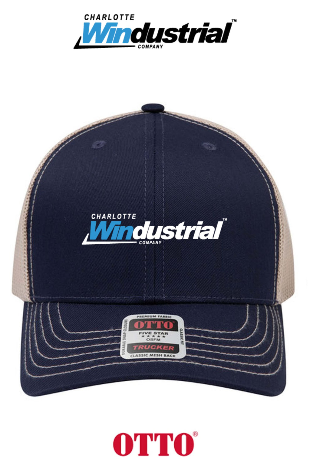 **BULK BUY SPECIAL** OTTO CAP® 6 Panel Mid Profile Mesh Back Trucker Hat - Charlotte Windustrial