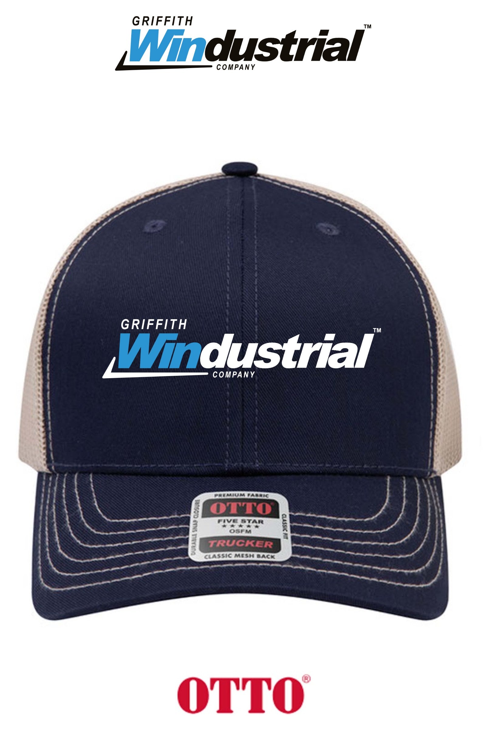 **BULK BUY SPECIAL** OTTO CAP® 6 Panel Mid Profile Mesh Back Trucker Hat - Griffith Windustrial
