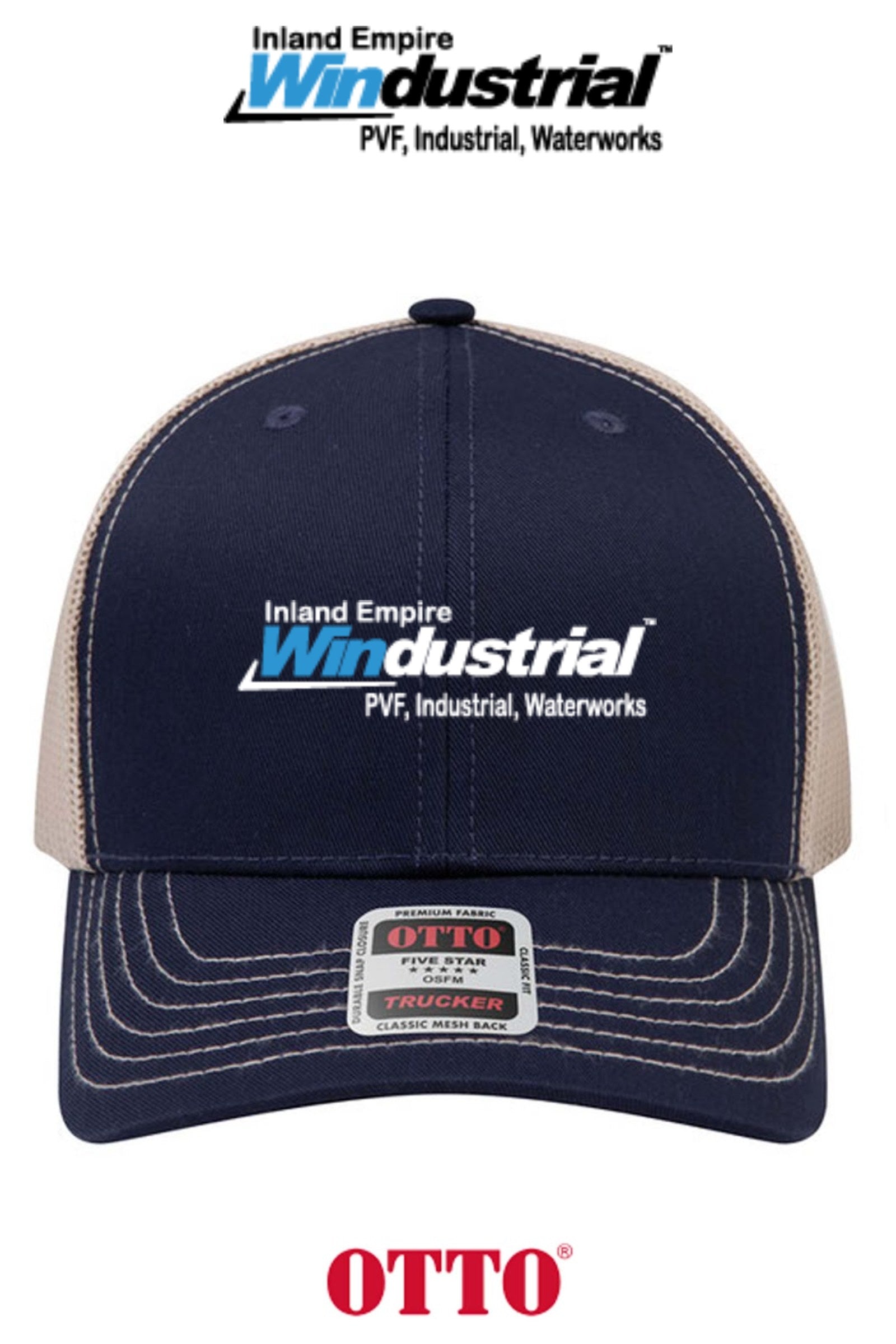 **BULK BUY SPECIAL** OTTO CAP® 6 Panel Mid Profile Mesh Back Trucker Hat - Inland Empire Windustrial