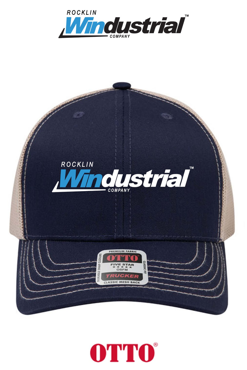 **BULK BUY SPECIAL** OTTO CAP® 6 Panel Mid Profile Mesh Back Trucker Hat - Rocklin Windustrial