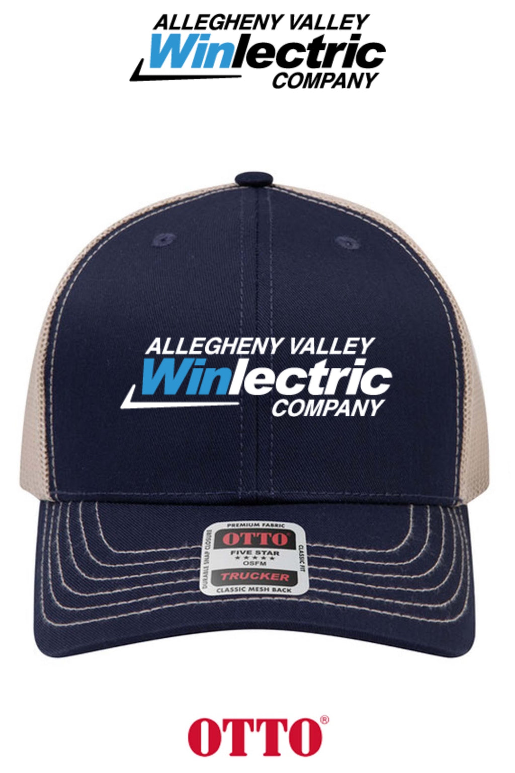 **BULK BUY SPECIAL** OTTO CAP® 6 Panel Mid Profile Mesh Back Trucker Hat - Allegheny Valley Winlectric