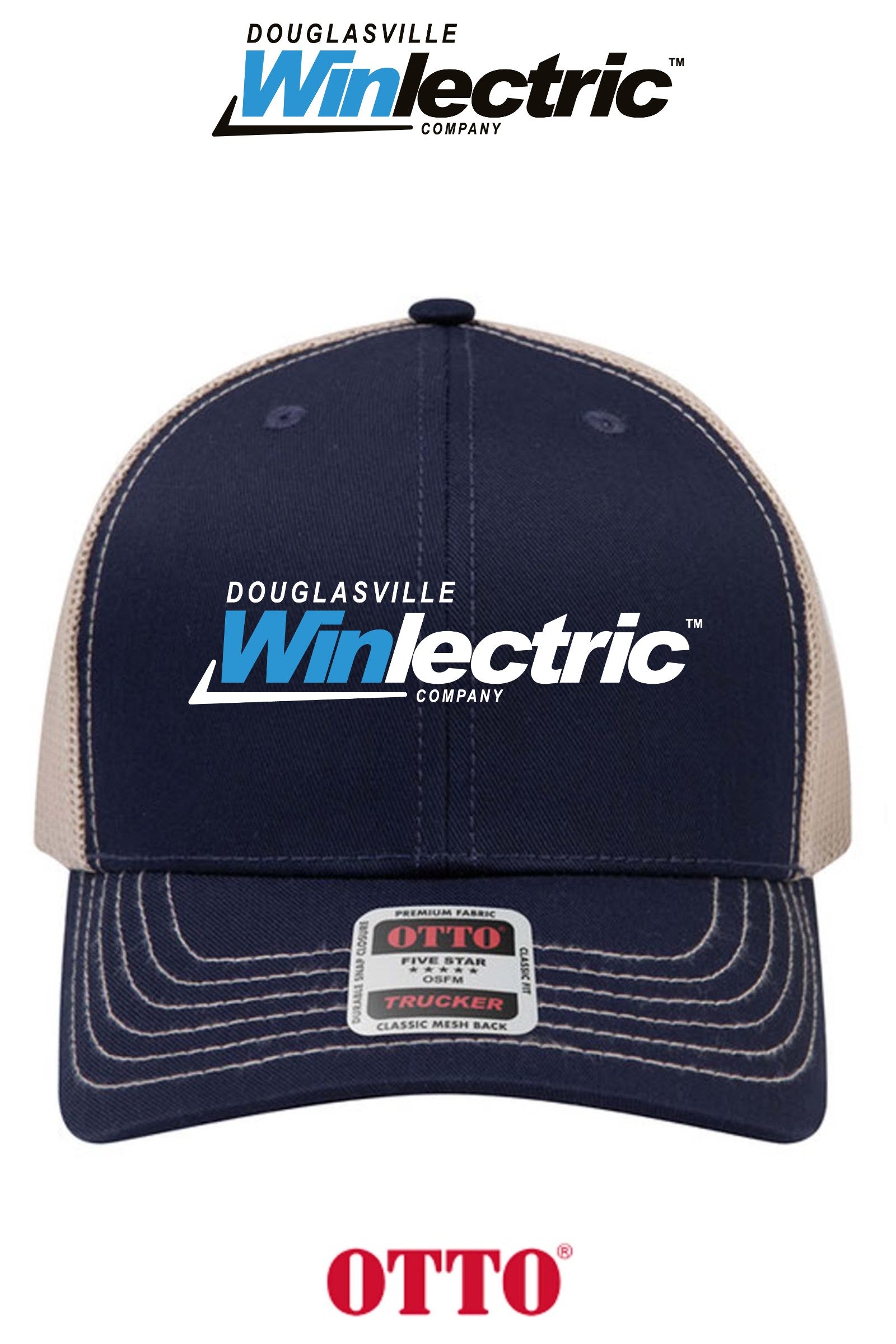 **BULK BUY SPECIAL** OTTO CAP® 6 Panel Mid Profile Mesh Back Trucker Hat - Douglasville Winlectric