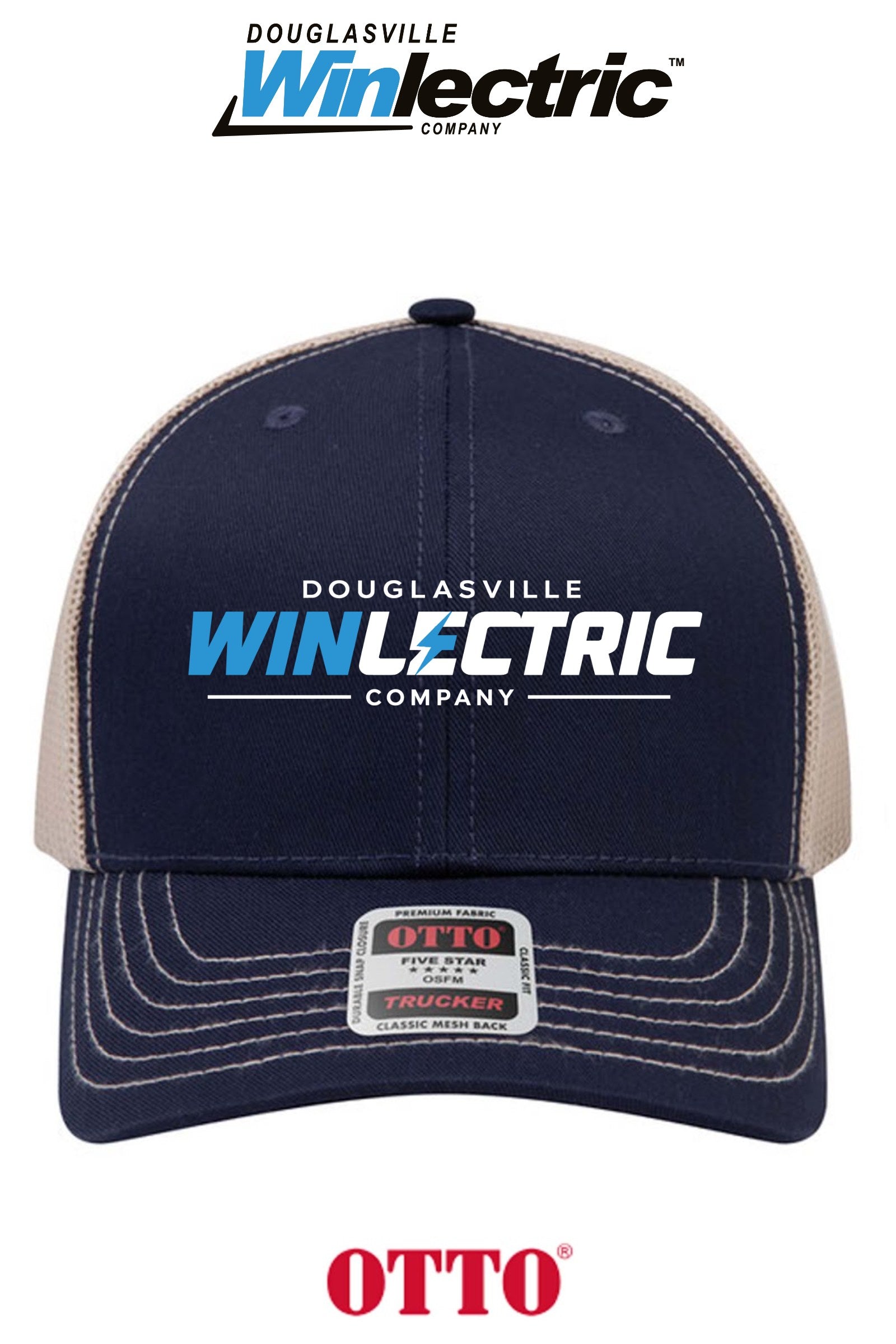 **BULK BUY SPECIAL** OTTO CAP® 6 Panel Mid Profile Mesh Back Trucker Hat - Douglasville Winlectric