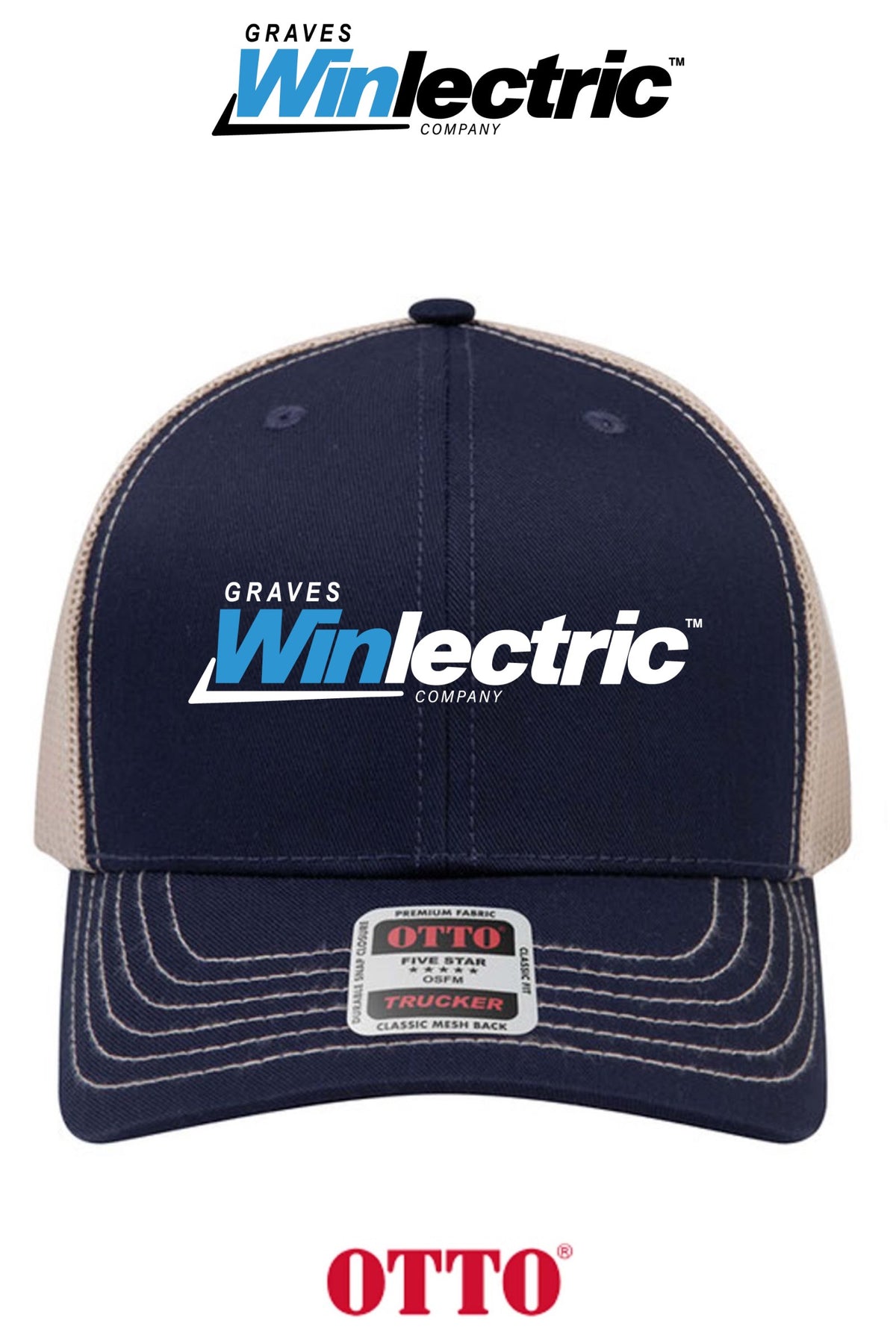 **BULK BUY SPECIAL** OTTO CAP® 6 Panel Mid Profile Mesh Back Trucker Hat - Graves Winlectric