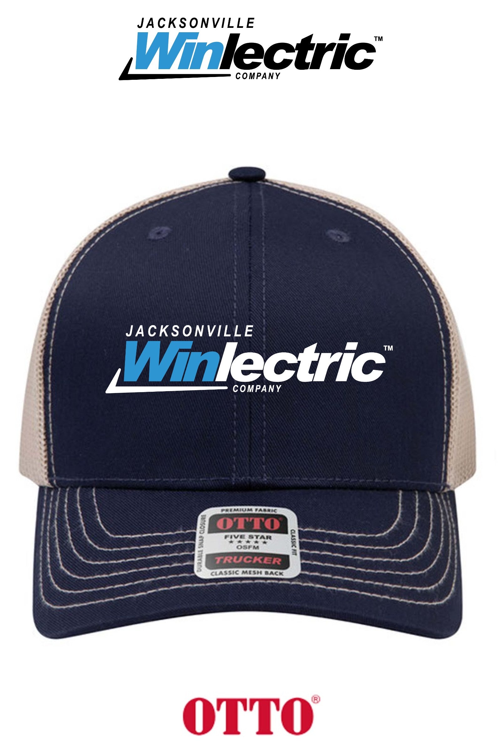 **BULK BUY SPECIAL** OTTO CAP® 6 Panel Mid Profile Mesh Back Trucker Hat - Jacksonville Winlectric