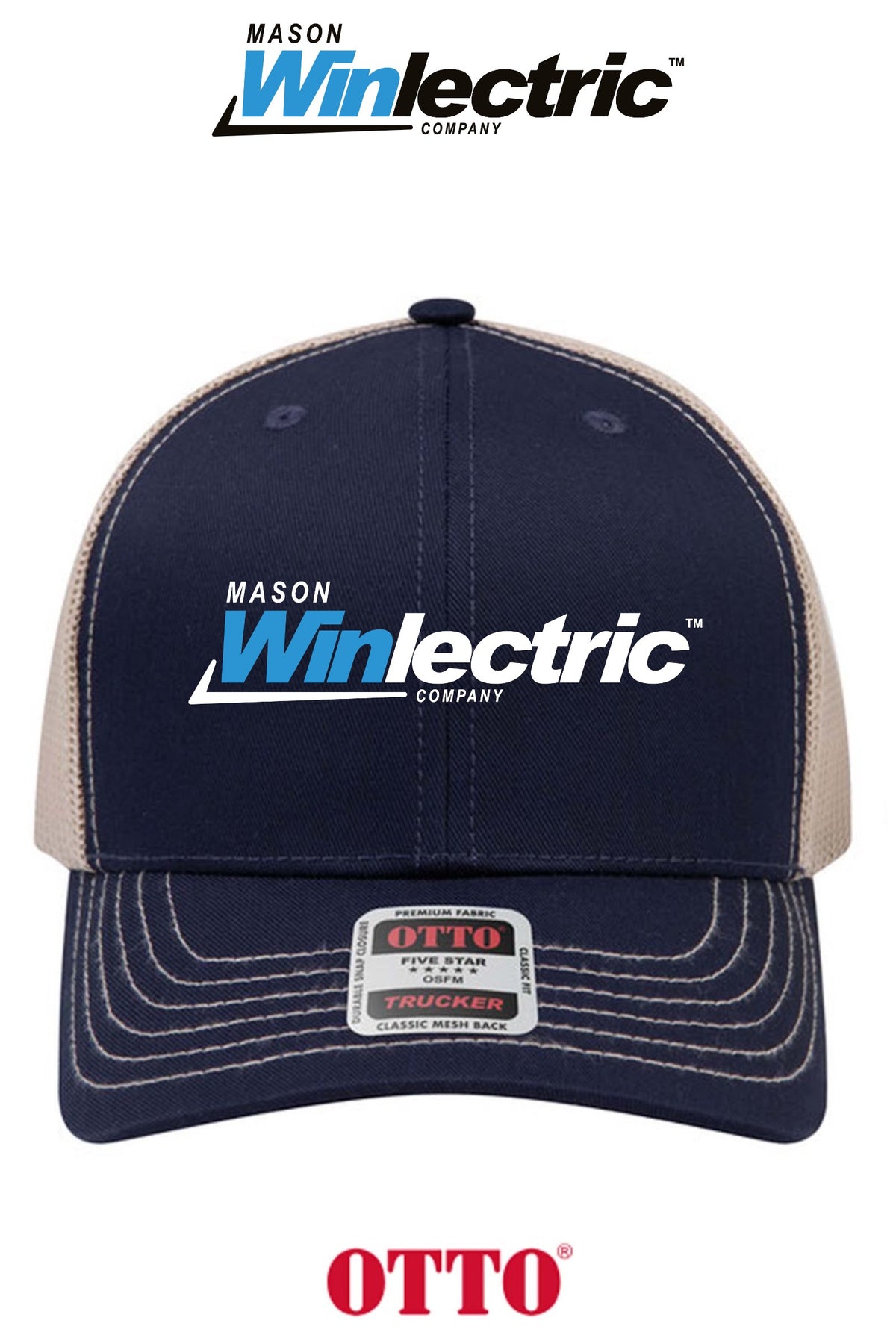 **BULK BUY SPECIAL** OTTO CAP® 6 Panel Mid Profile Mesh Back Trucker Hat - Mason Winlectric