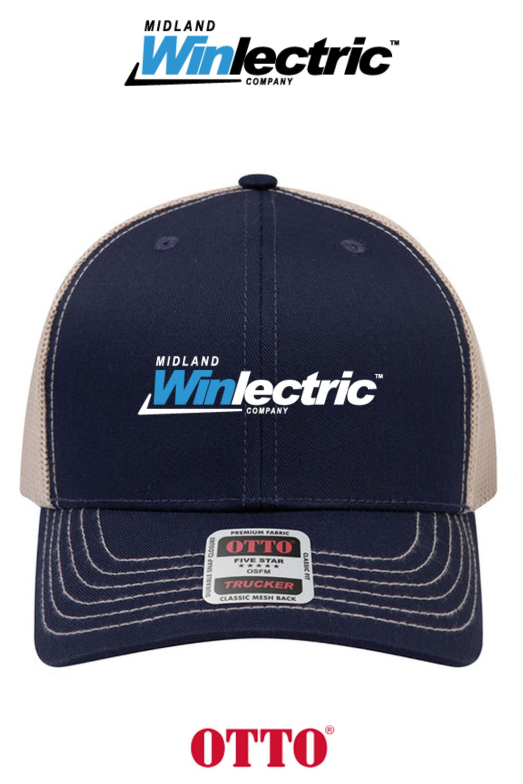 **BULK BUY SPECIAL** OTTO CAP® 6 Panel Mid Profile Mesh Back Trucker Hat - Winlectric of Midland