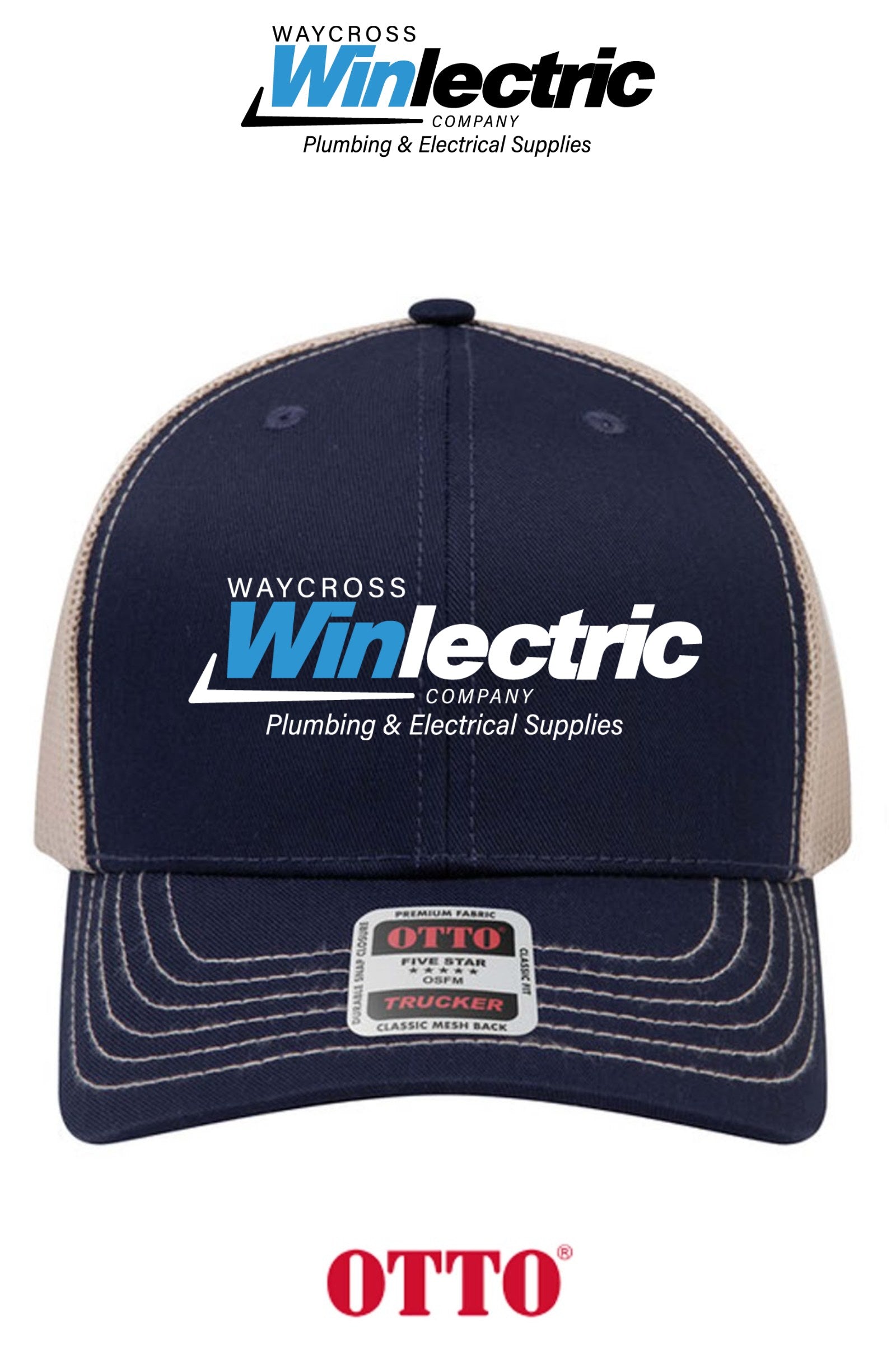 **BULK BUY SPECIAL** OTTO CAP® 6 Panel Mid Profile Mesh Back Trucker Hat - Waycross Winlectric