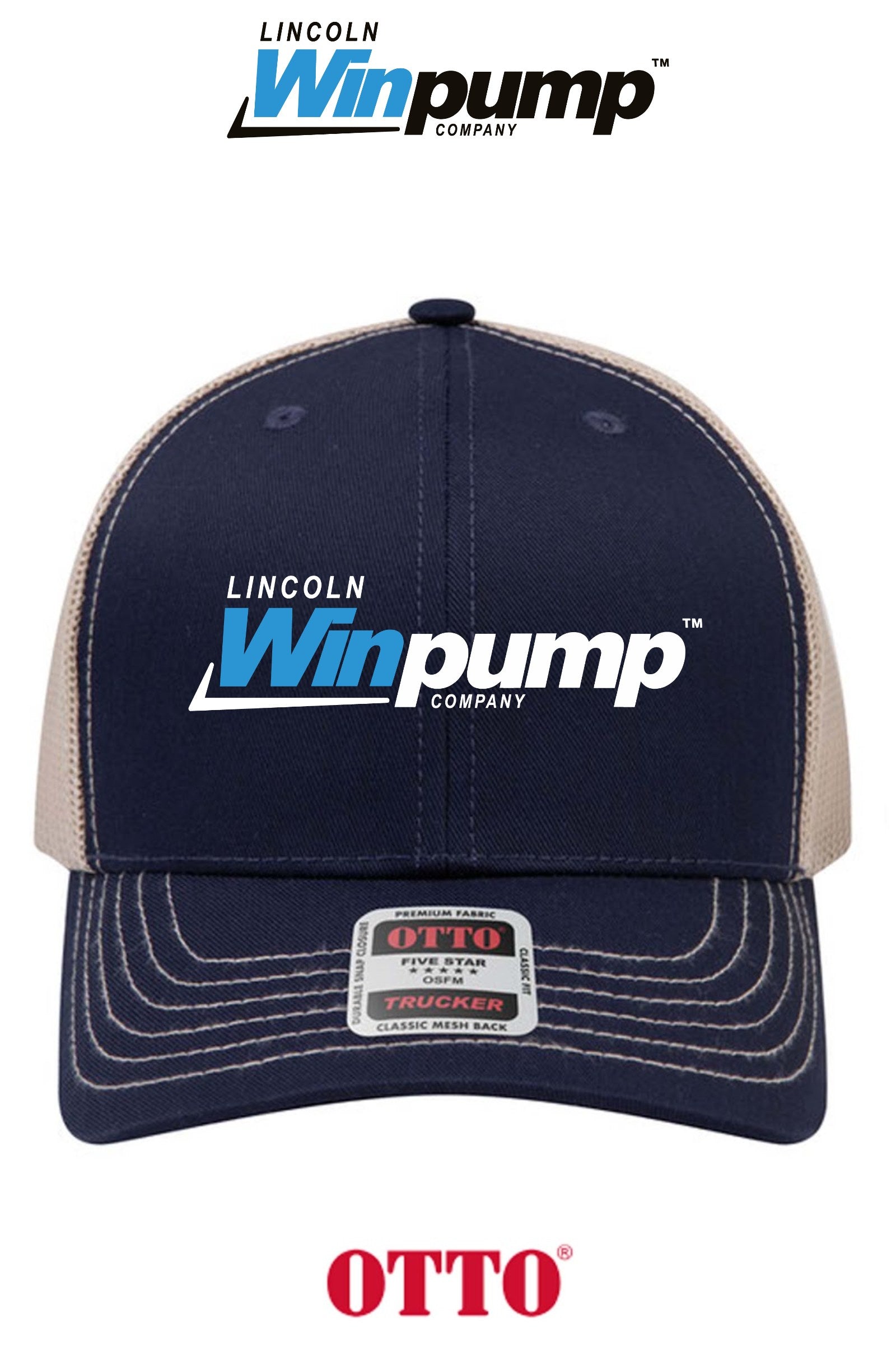 **BULK BUY SPECIAL** OTTO CAP® 6 Panel Mid Profile Mesh Back Trucker Hat - Lincoln Winpump