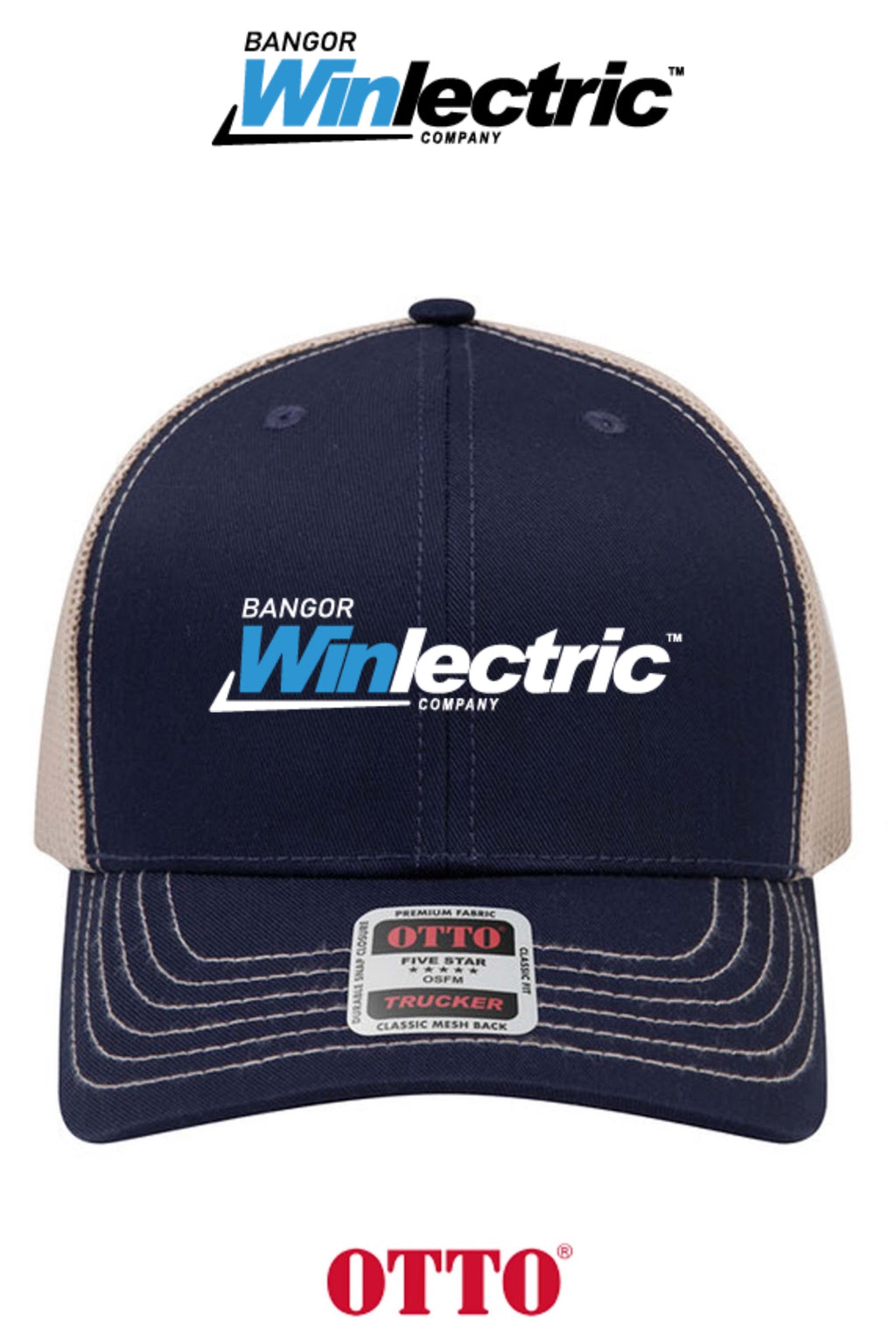 **BULK BUY SPECIAL** OTTO CAP® 6 Panel Mid Profile Mesh Back Trucker Hat - Winlectric Bangor
