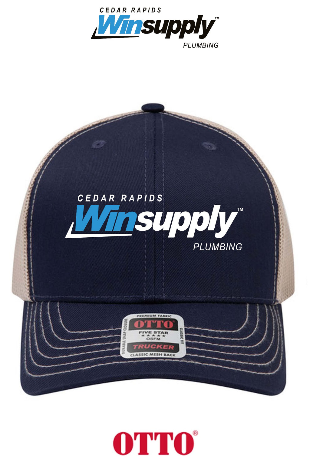 **BULK BUY SPECIAL** OTTO CAP® 6 Panel Mid Profile Mesh Back Trucker Hat - Cedar Rapids Winsupply