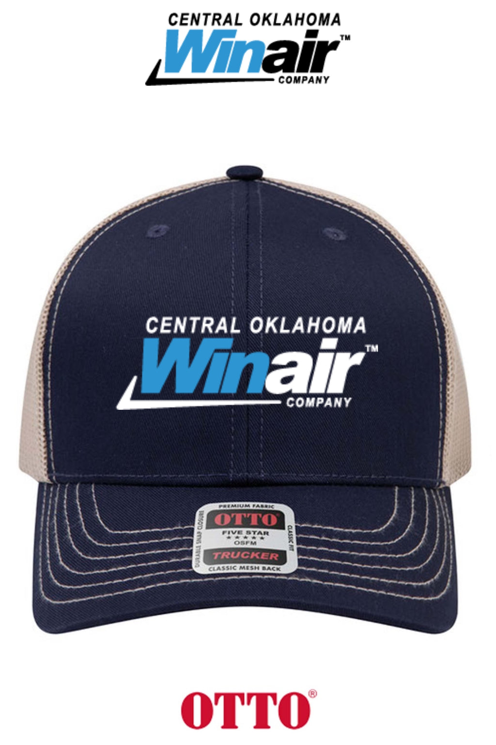 **BULK BUY SPECIAL** OTTO CAP® 6 Panel Mid Profile Mesh Back Trucker Hat - Central Oklahoma Winair