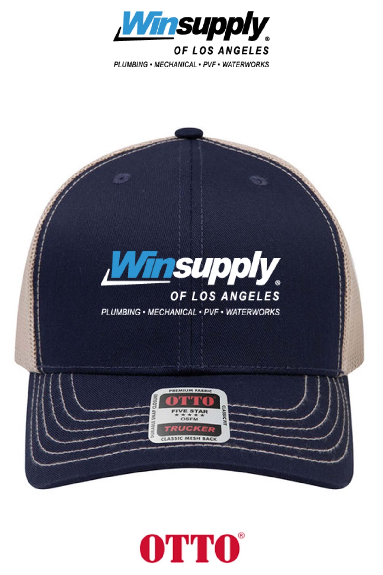 **BULK BUY SPECIAL** OTTO CAP® 6 Panel Mid Profile Mesh Back Trucker Hat - Winsupply of Los Angeles CA