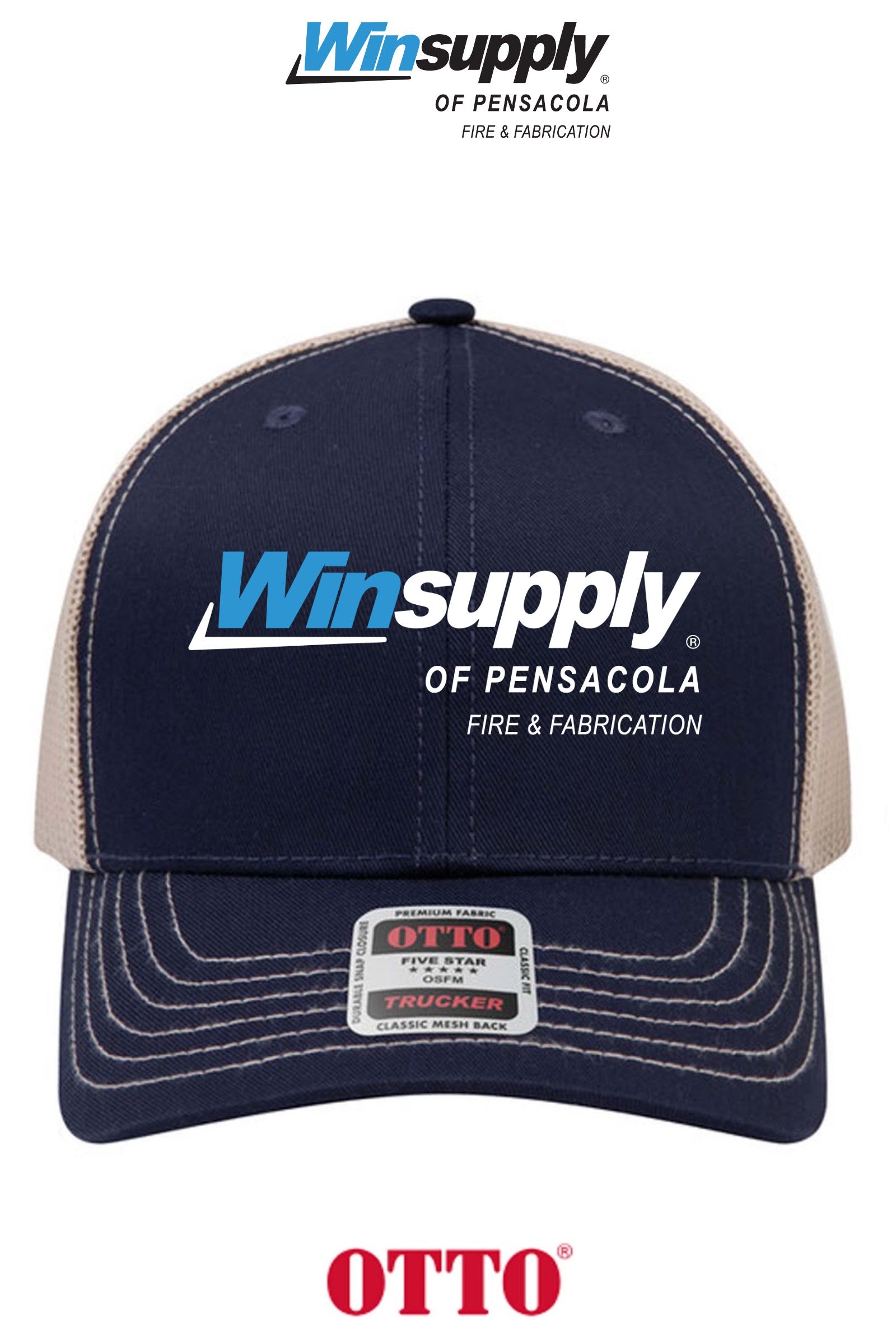 **BULK BUY SPECIAL** OTTO CAP® 6 Panel Mid Profile Mesh Back Trucker Hat - Winsupply Pensacola Fire & Fabrication