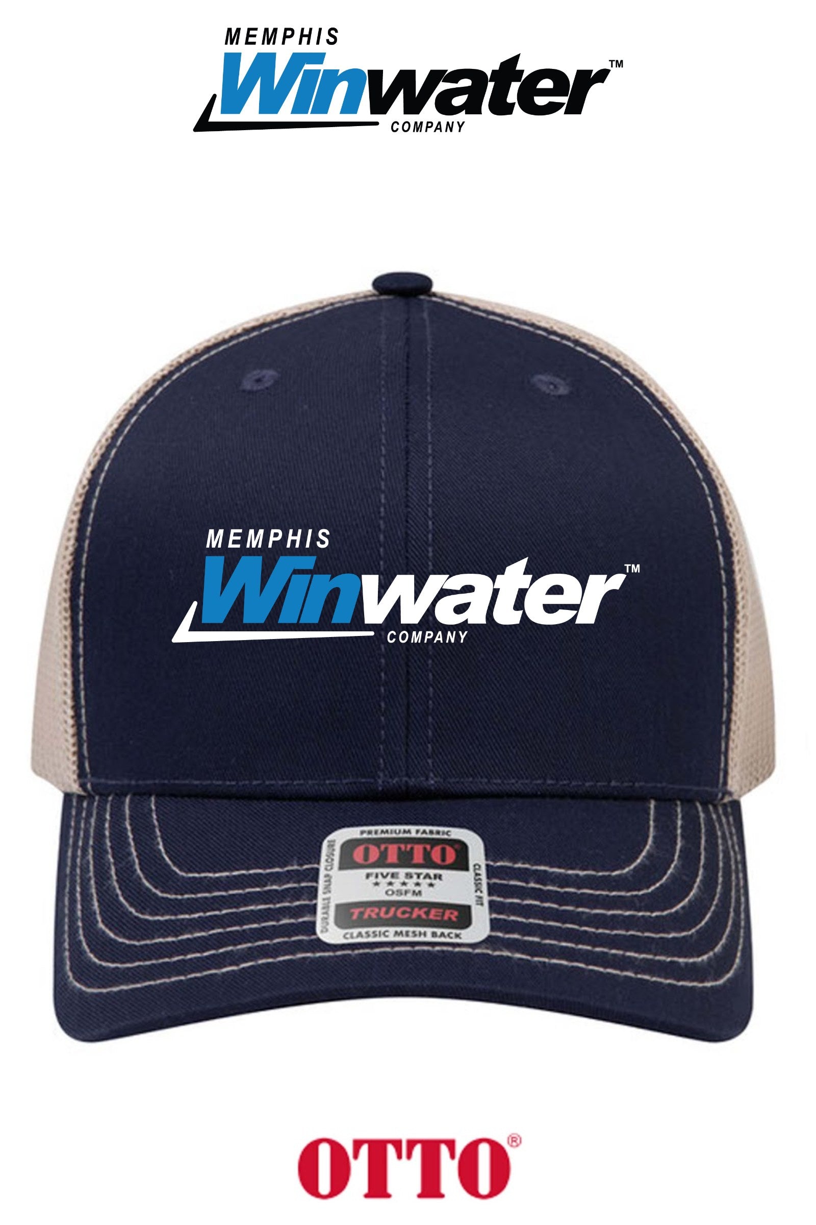 **BULK BUY SPECIAL** OTTO CAP® 6 Panel Mid Profile Mesh Back Trucker Hat - Memphis Winwater